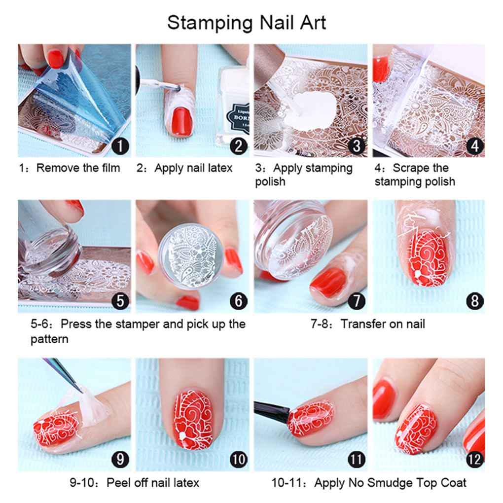 ALVRIO Nail Art Stamping Kit - 5 Nail Stamping Plates with Floral, Animal & Lace Designs + Stamper & Scraper - Professional Manicure Tools for DIY Nail Art at Home or Salon