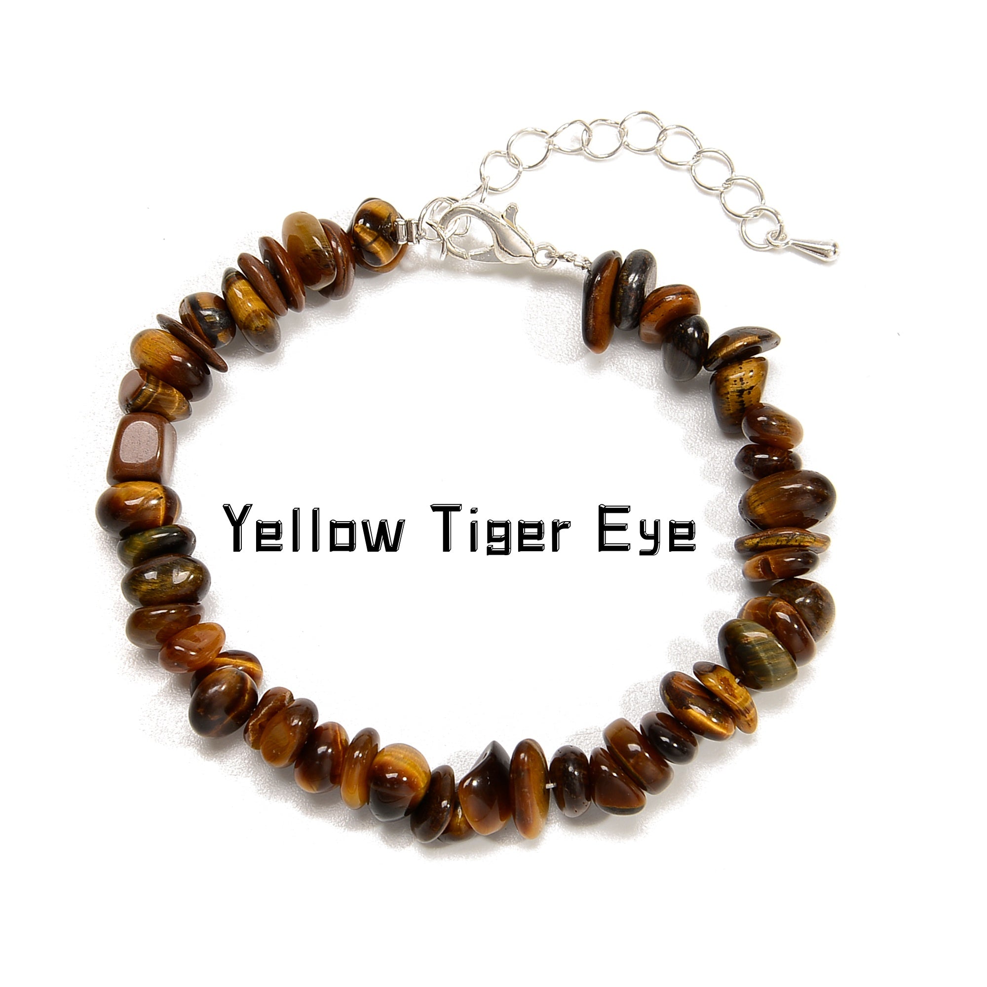 01 Mixed Gemstone Chips Bracelet with Silver Plated Clasp - 5mm & 8mm Beads - Adjustable 7