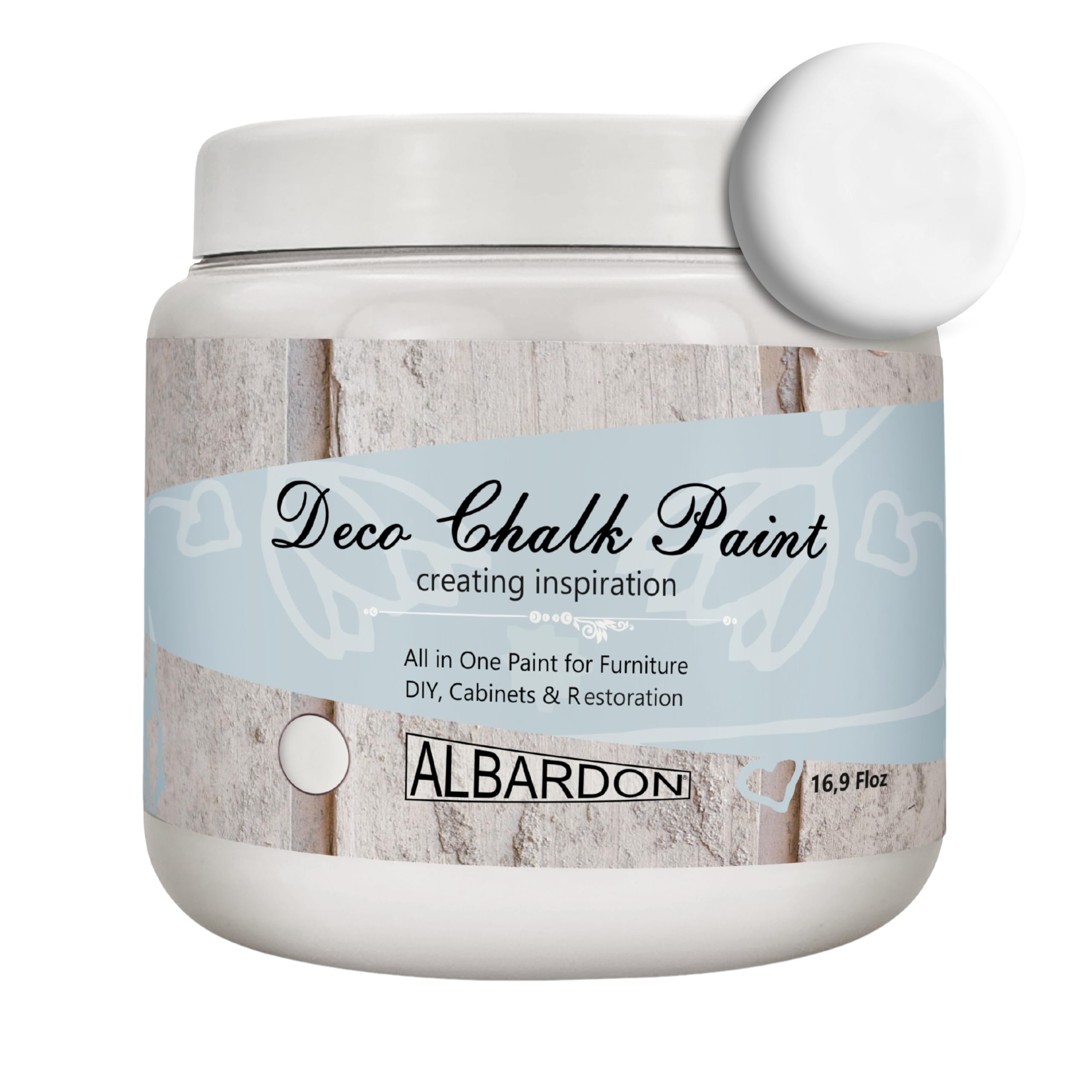 White Chalk Paint for Furniture - All-in-One Matte Finish Chalky Paint (16.9 oz) - Perfect for DIY Home Decor, Crafts, and Upcycling Projects