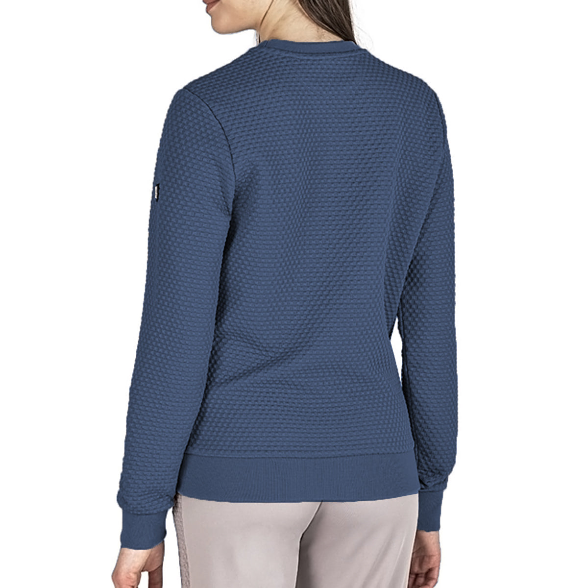 Equiline Women's Elspete Textured Crew Neck Sweatshirt | Soft Casual Pullover for Everyday Wear | Perfect for Lounging, Running Errands & Weekend Outfits