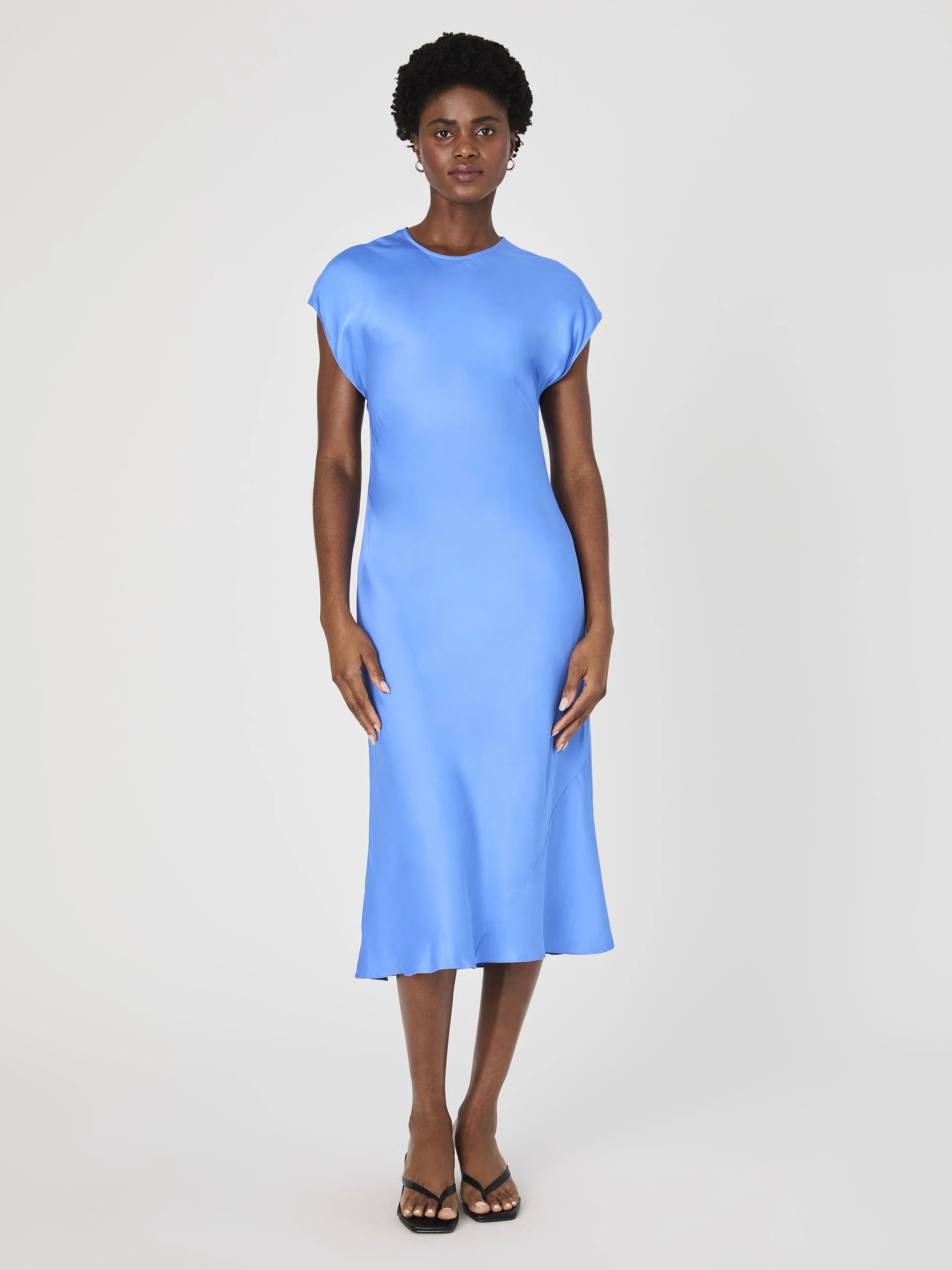 Ennis Satin Column Midi Dress in Ultramarine Blue - Elegant Formal & Cocktail Party Wear for Women