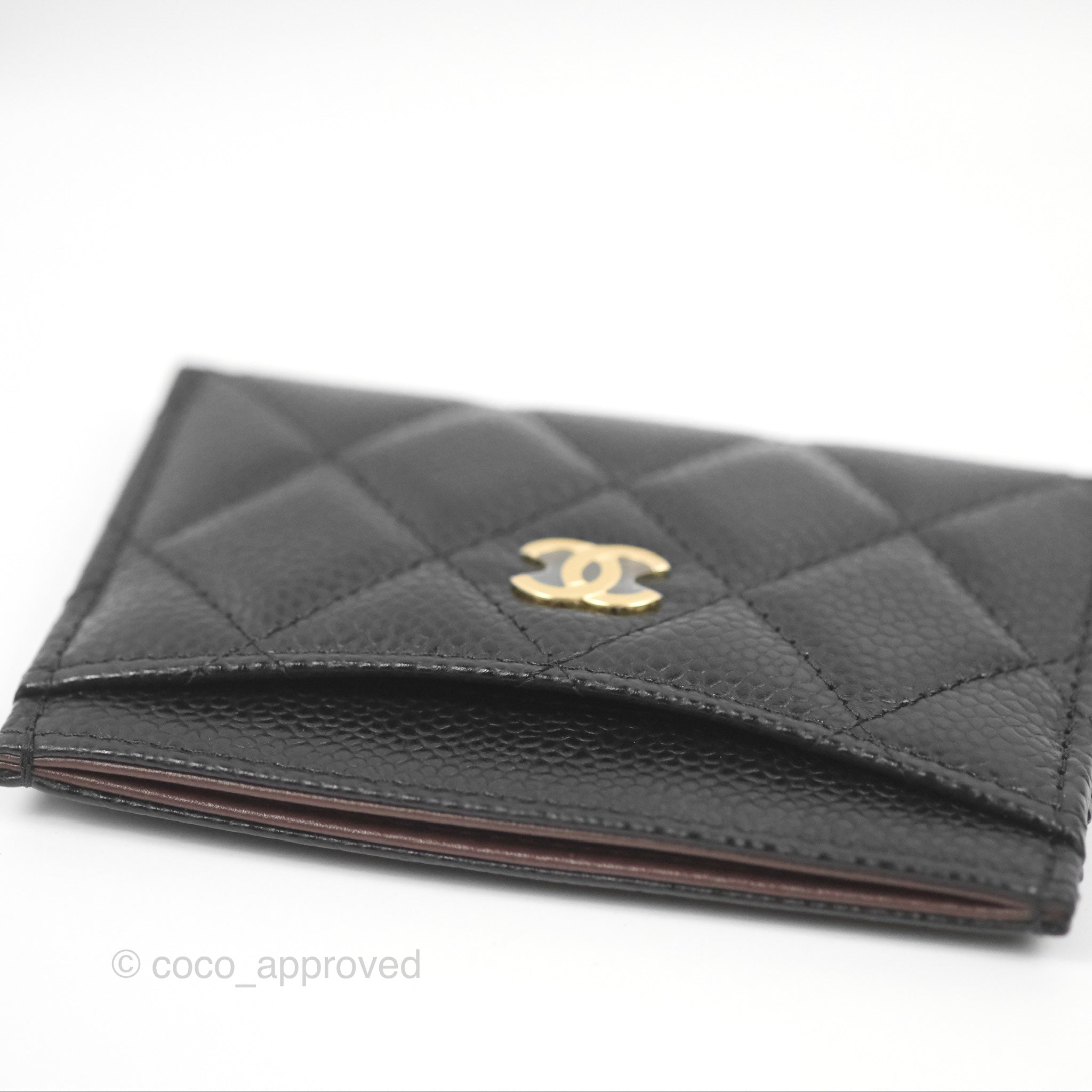 Chanel Classic Flat Card Holder Wallet - Black Caviar Leather with Gold Hardware - Perfect for Everyday Use & Gift Giving