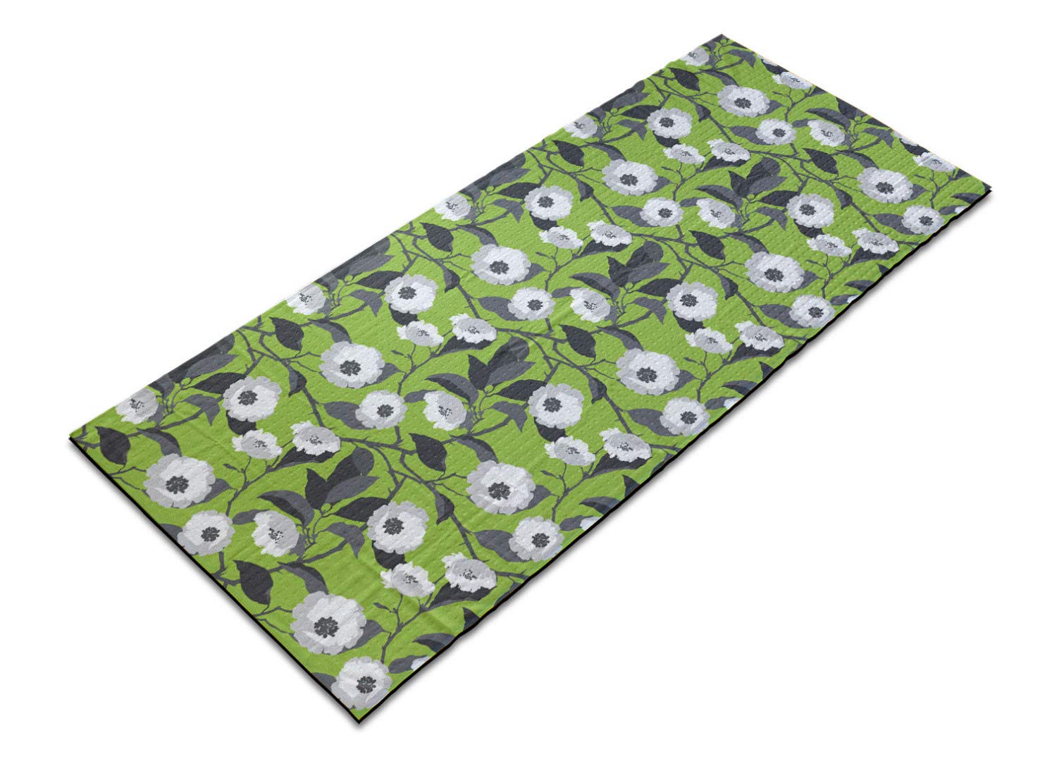 Ambesonne Non-Slip Floral Yoga Mat Towel - Digital Print Large Leaf Design - Sweat Absorbent for Yoga, Pilates & Workouts - 25