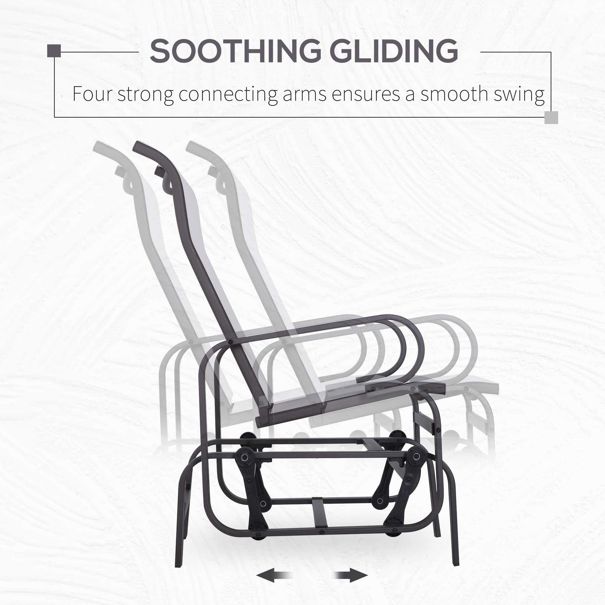 Outsunny Outdoor Glider Chair - Patio Rocking Chair with Smooth Swing Motion, Lightweight Durable Design for Backyard, Garden & Deck - Beige Comfort Seating for Relaxing & Lounging