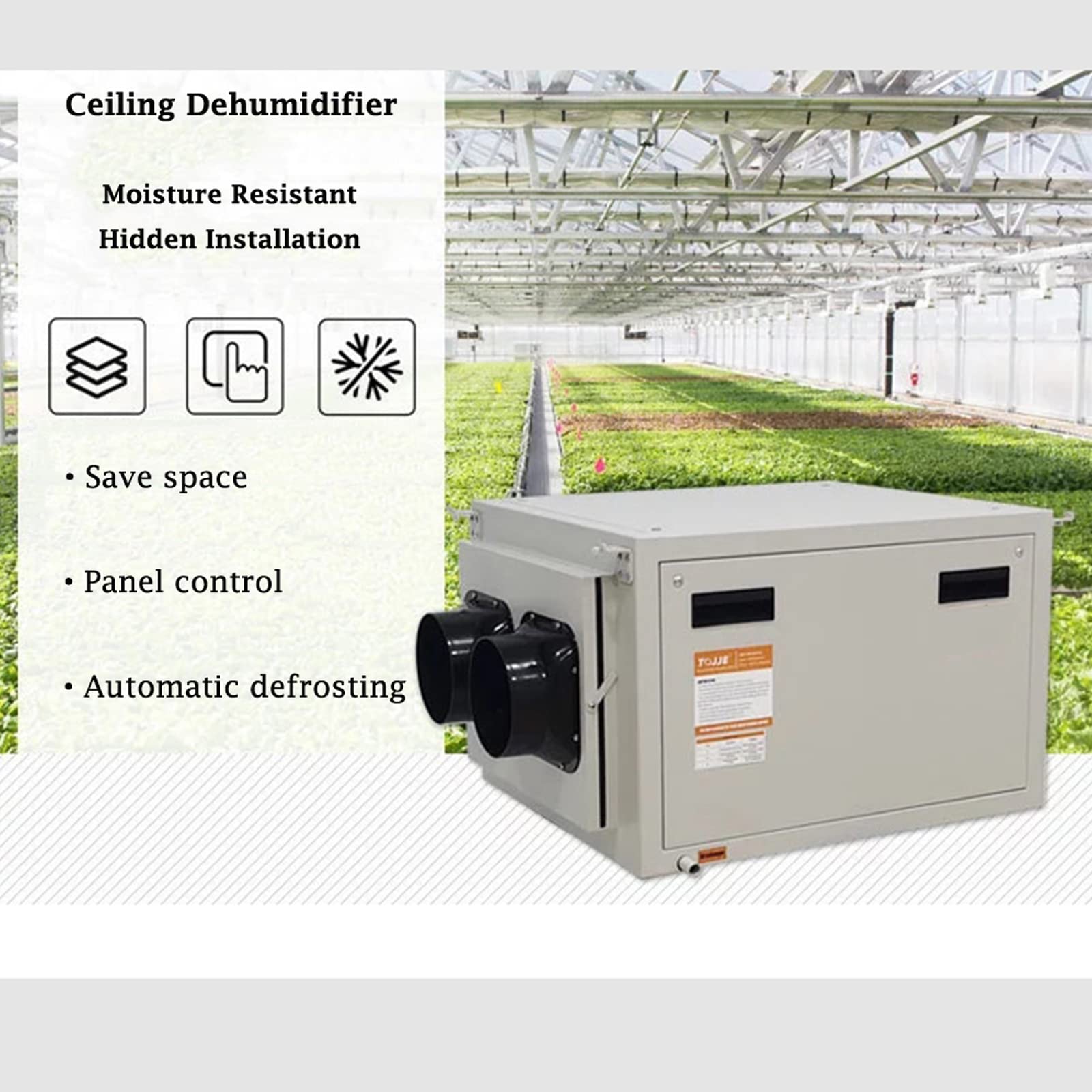 **INTSUPERMAI Ceiling Mounted Dehumidifier 85L/D-170L/D for Commercial & Household Use - Covers up to 1830 sq.ft, 110V - Ideal for Basements, Warehouses, and Large Spaces**