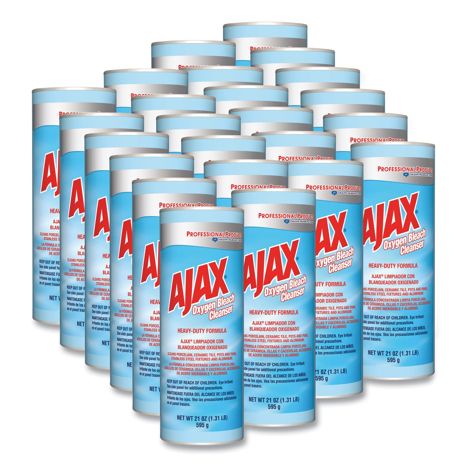 Ajax® Oxygen Bleach Powder Cleanser - 21oz Can (Pack of 24) | Multi-Surface Stain Remover for Laundry, Kitchen & Bathroom Cleaning