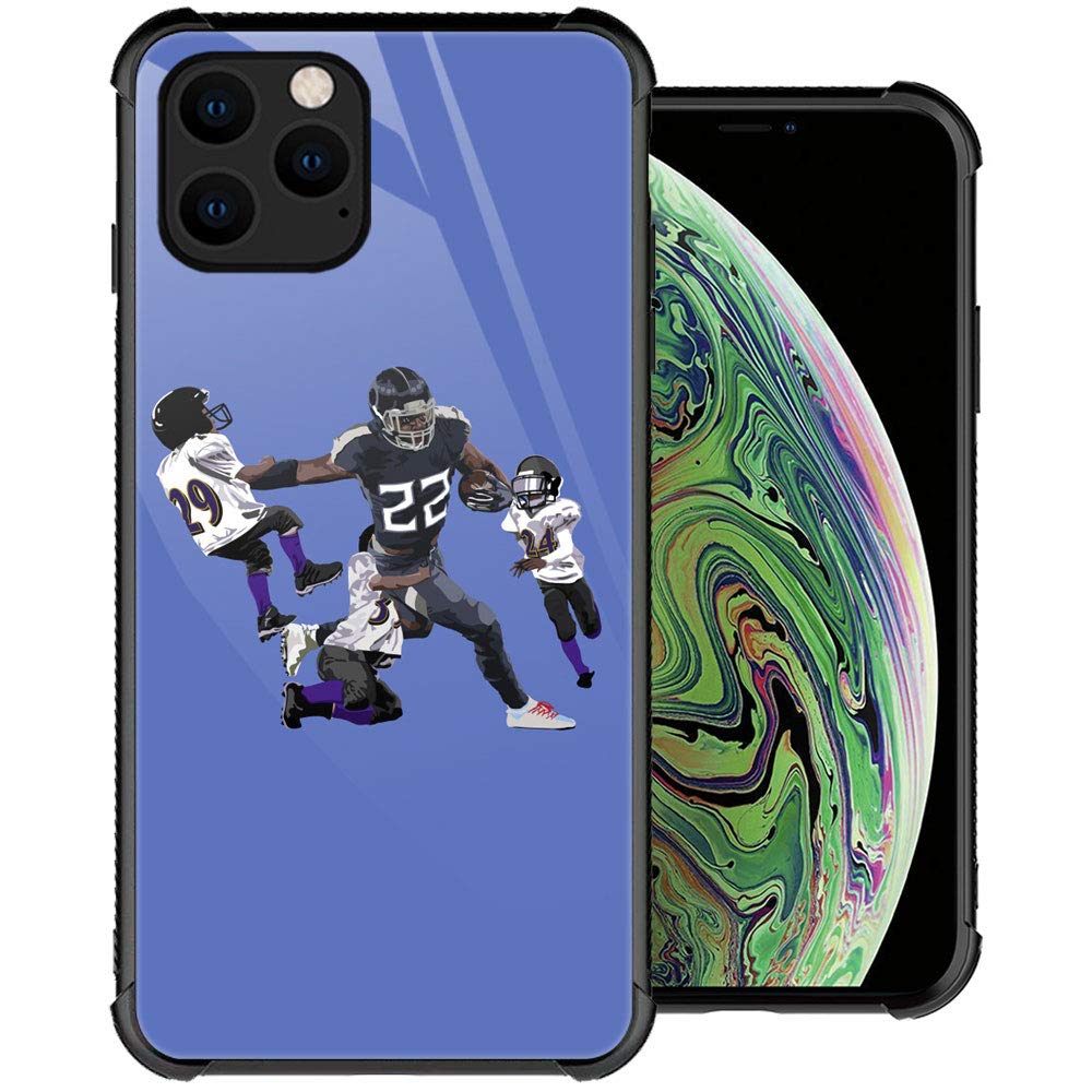 iPhone 11 Pro Case - Rugged Shockproof Cover with Tempered Glass Back & Soft Silicone TPU Bumper for Apple iPhone 11 Pro (4 Rugby Players Design) - Perfect for Sports Enthusiasts & Outdoor Activities