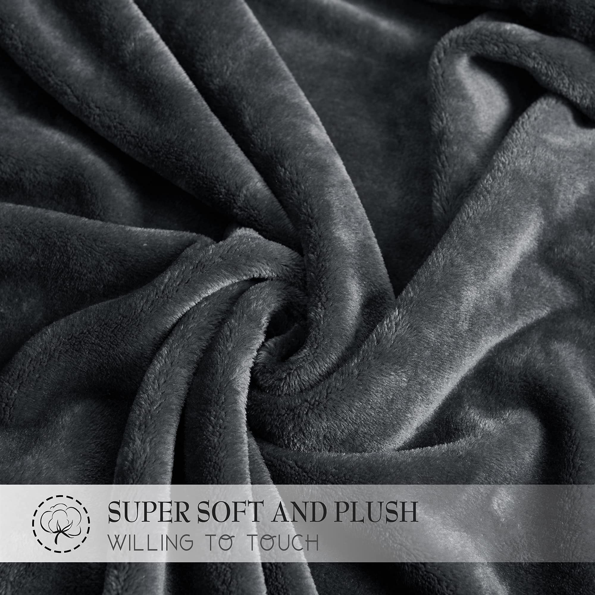 RYB HOME Soft Flannel Blanket - Twin Size Grey Lightweight Thermal Fuzzy Bed Blanket for Couch, Bed, Sofa - Perfect for Travel, Camping & Home Use (60