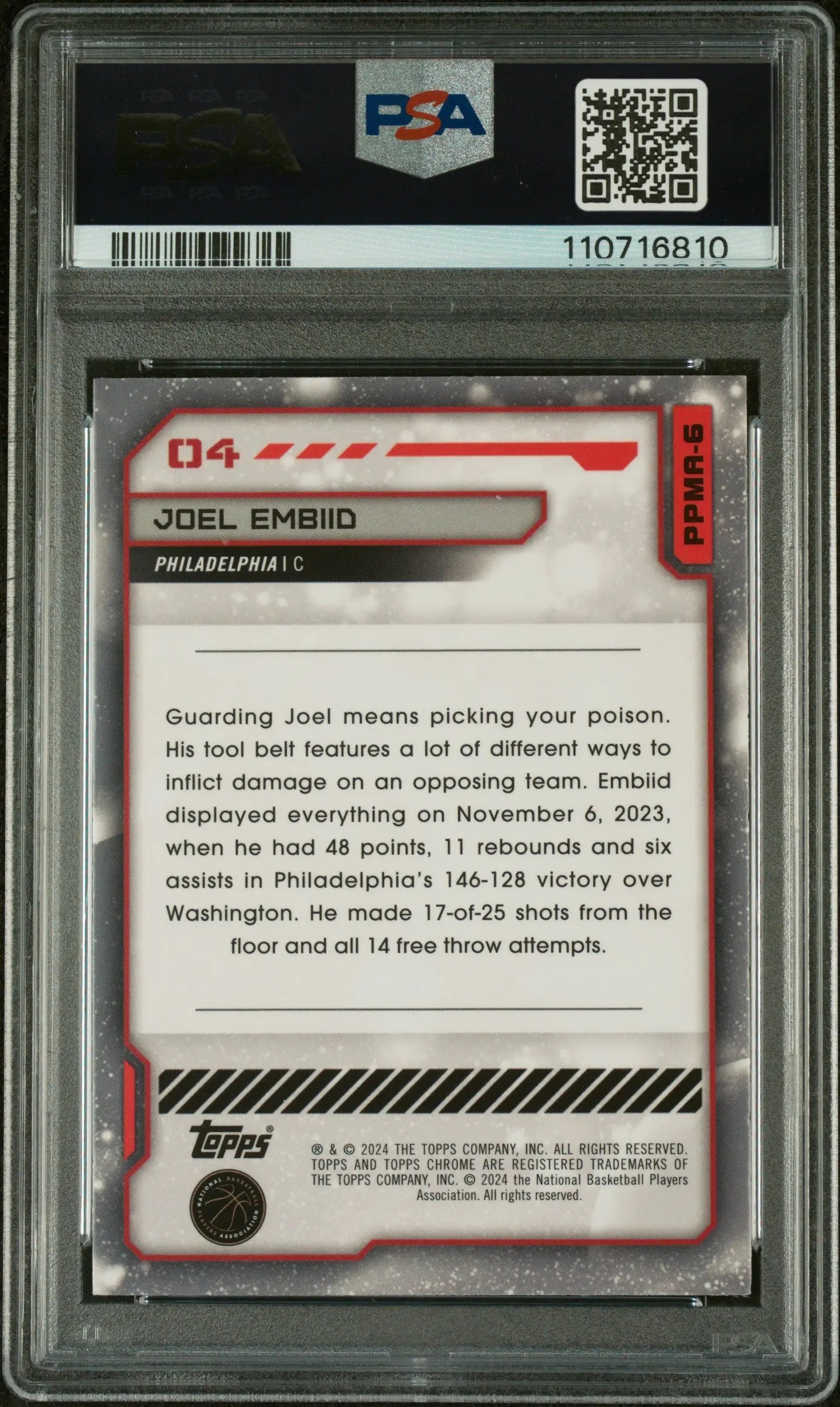 2023 Topps Cosmic Chrome Basketball Planetary Pursuit Joel Embiid Mars PSA 9 Graded Card - Rare Collectible for NBA Fans & Sports Memorabilia Enthusiasts - Perfect for Display, Investment, and Trading Cards Collections
