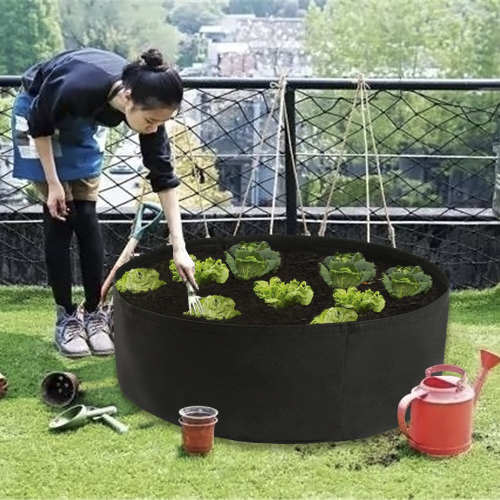 50 Gallon Round Fabric Grow Bag for Plants, Flowers & Vegetables - Breathable Garden Plant Bed, Raised Planting Container for Outdoor Gardening, Patio & Balcony