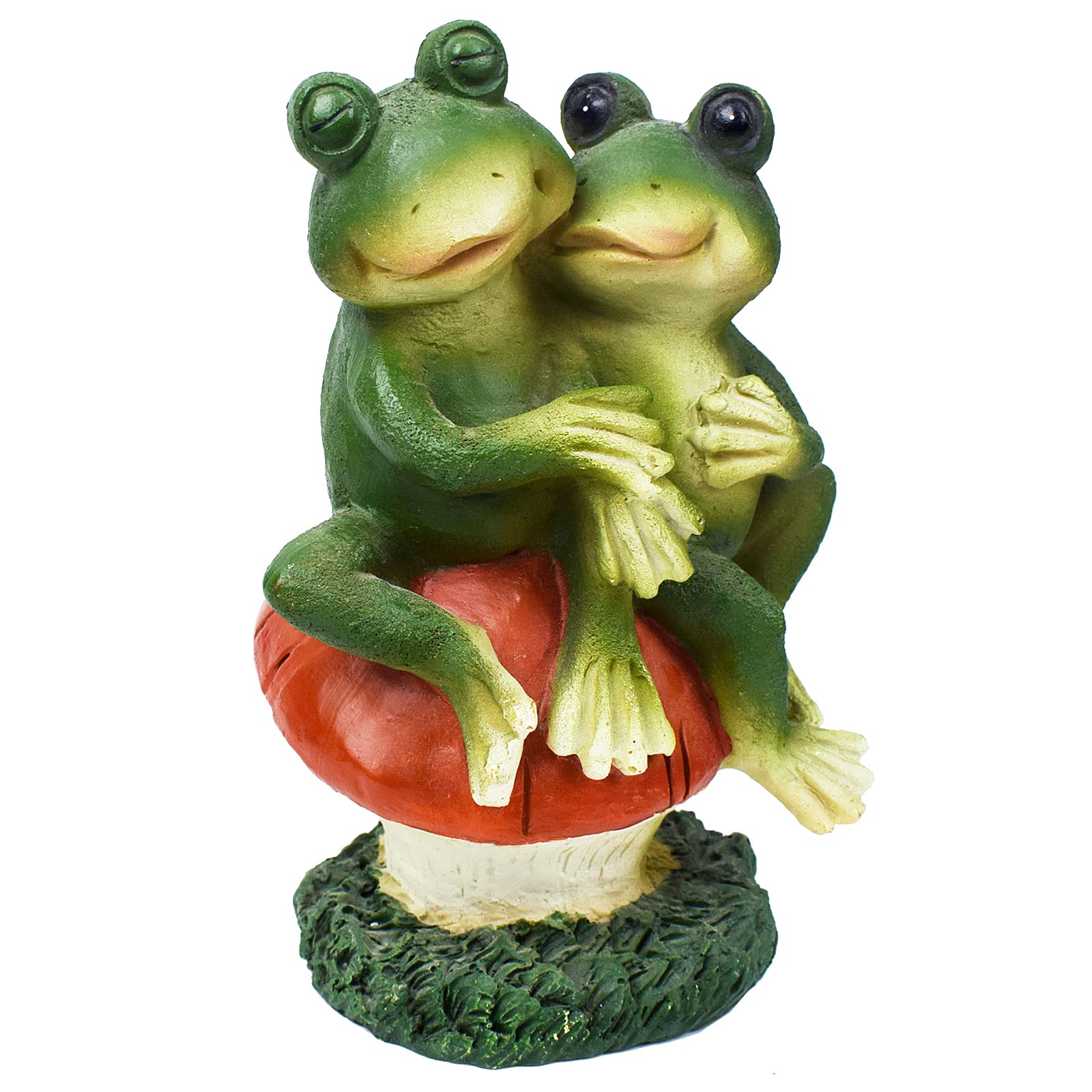 Waterproof Resin Frog Garden Statue - Cute Couple Frogs Sitting on Mushroom Outdoor Decor for Yard, Patio, Lawn | Perfect for Garden Accents, Fairy Gardens & Backyard Landscaping