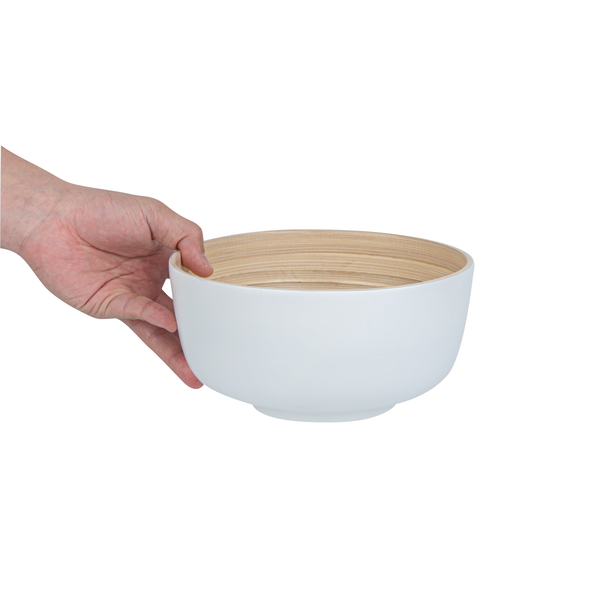 Bambuddha 15 oz Round White Spun Bamboo Salad Bowl - 7.75