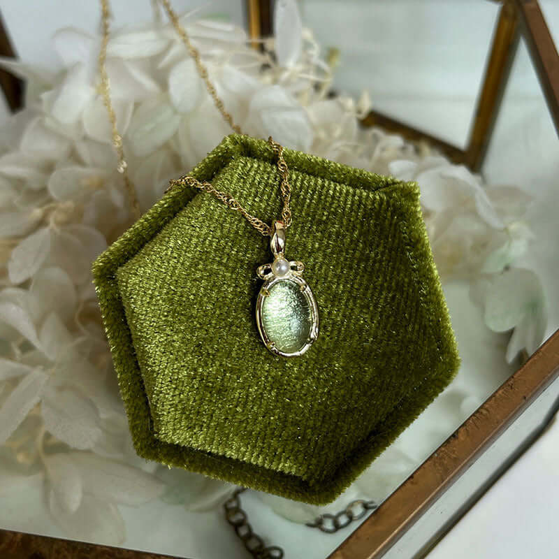 Natural Green Fluorite Gemstone Ring & Necklace Set | Healing Crystal Jewelry for Meditation & Energy Balance | GZ344