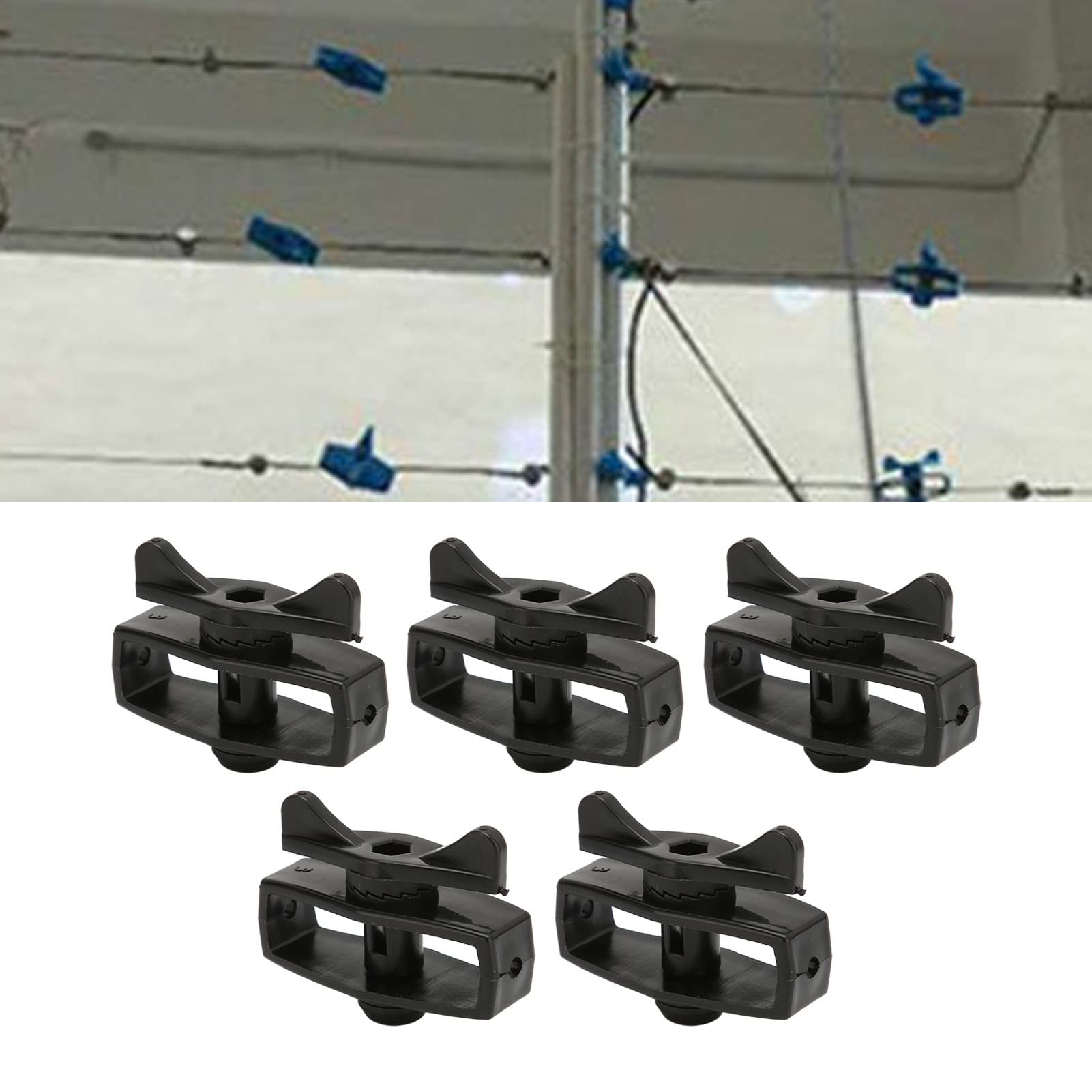 50Pcs Black Alloy Electric Fence Wire Tightener - Portable Garden Fence Tensioner for Livestock & Pet Containment - Heavy Duty Tape Tighteners for DIY Electric Fence Installation (Perfect for Farms, Ranches & Backyard Security)