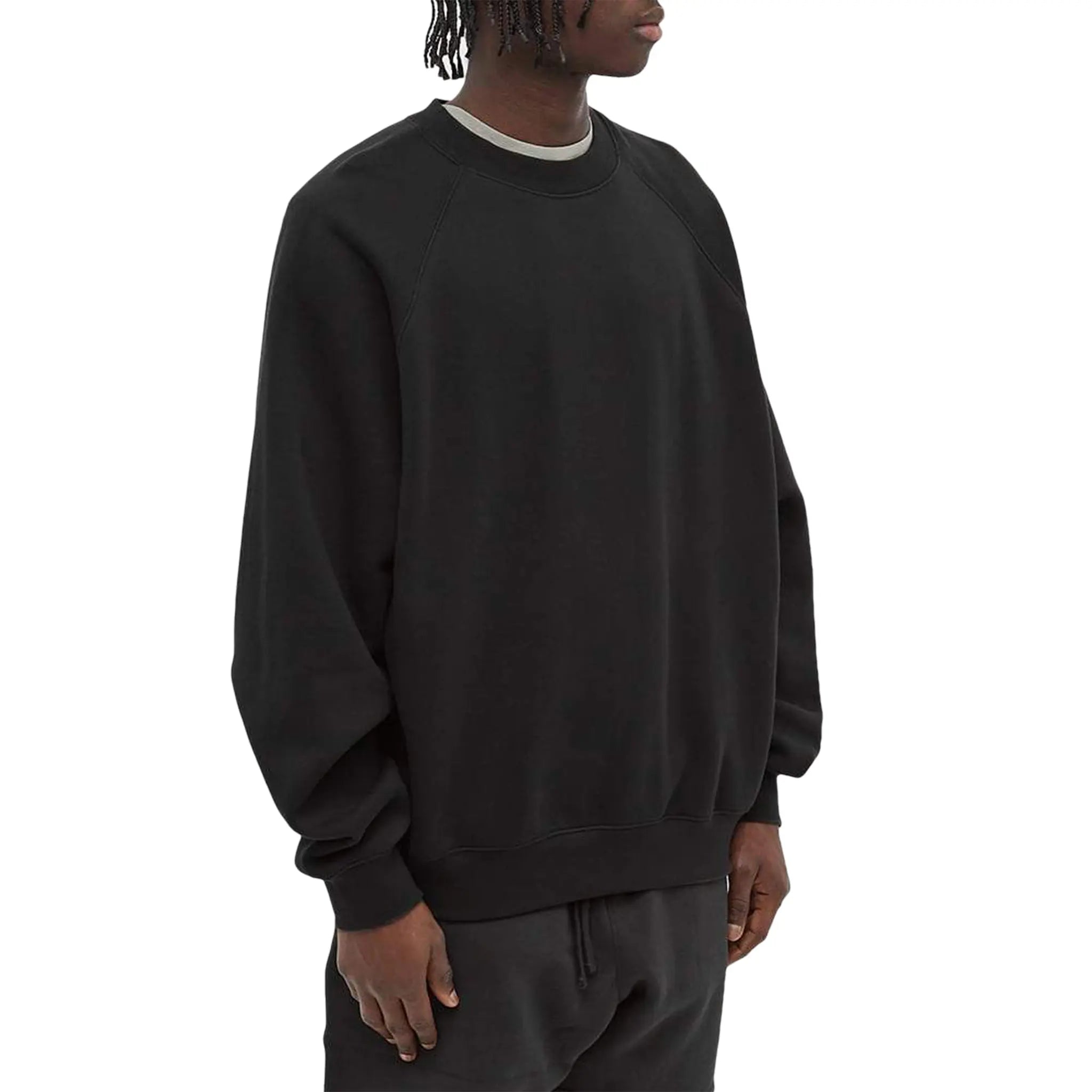 Fear of God Essentials Black Crewneck Sweatshirt (SS21 Collection) - Casual Streetwear for Men, Perfect for Everyday Wear & Layering