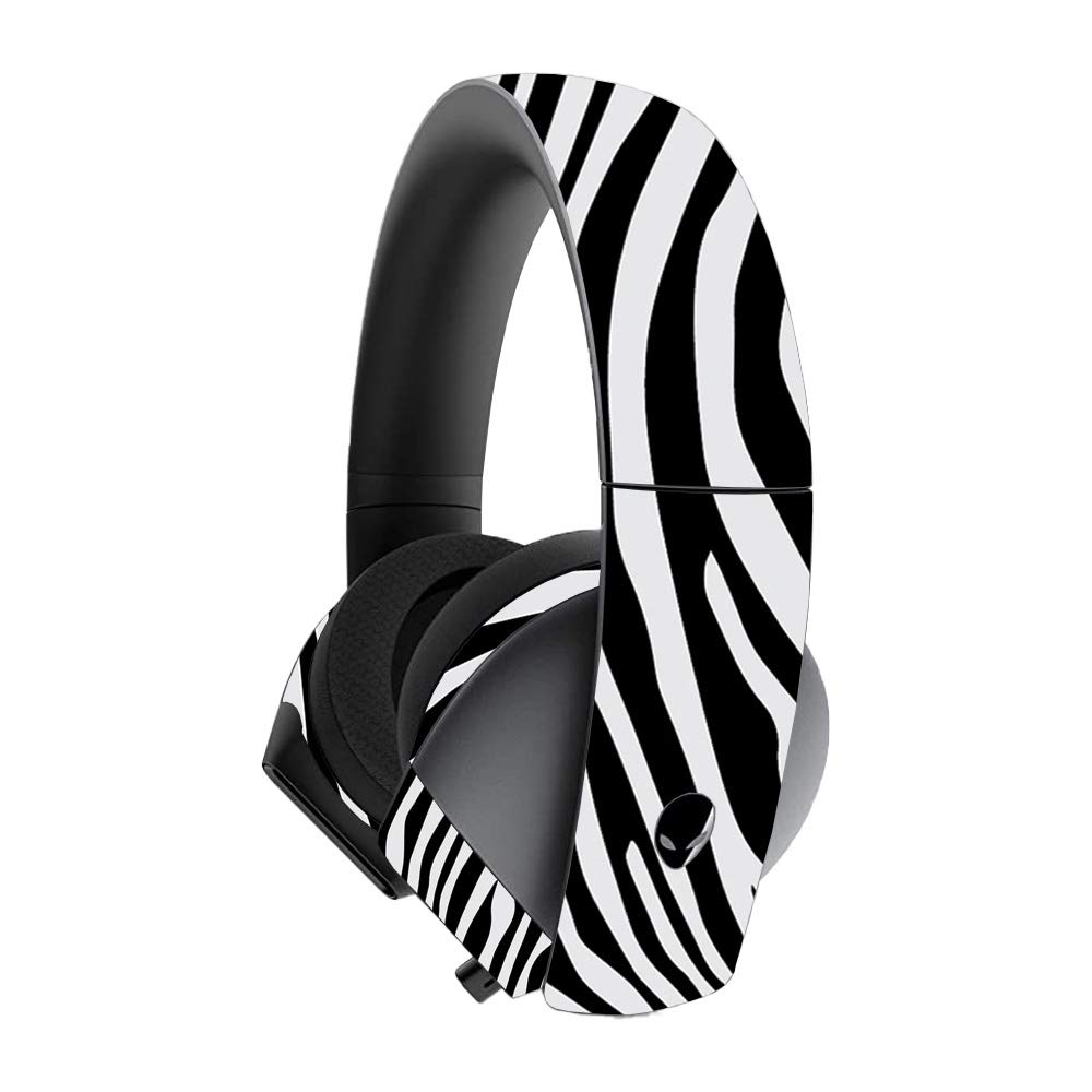 MightySkins Vinyl Decal Wrap Cover for Alienware 7.1 Gaming Headset - Black Zebra Design | Protective & Durable Skin | Easy to Apply & Remove | Made in USA | Perfect for Gamers & Streamers
