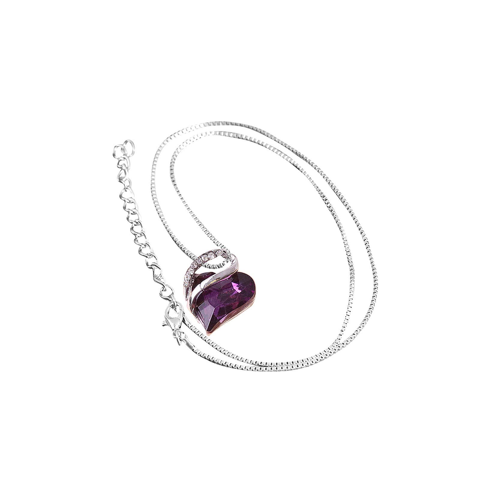 Elegant Heart Shaped Crystal Necklace for Women - Multi Color Pendant Collarbone Jewelry, Perfect Mother's Day Gift, Anniversary Present & Christmas Fashion Accessory | Ideal for Date Nights, Parties and Special Occasions