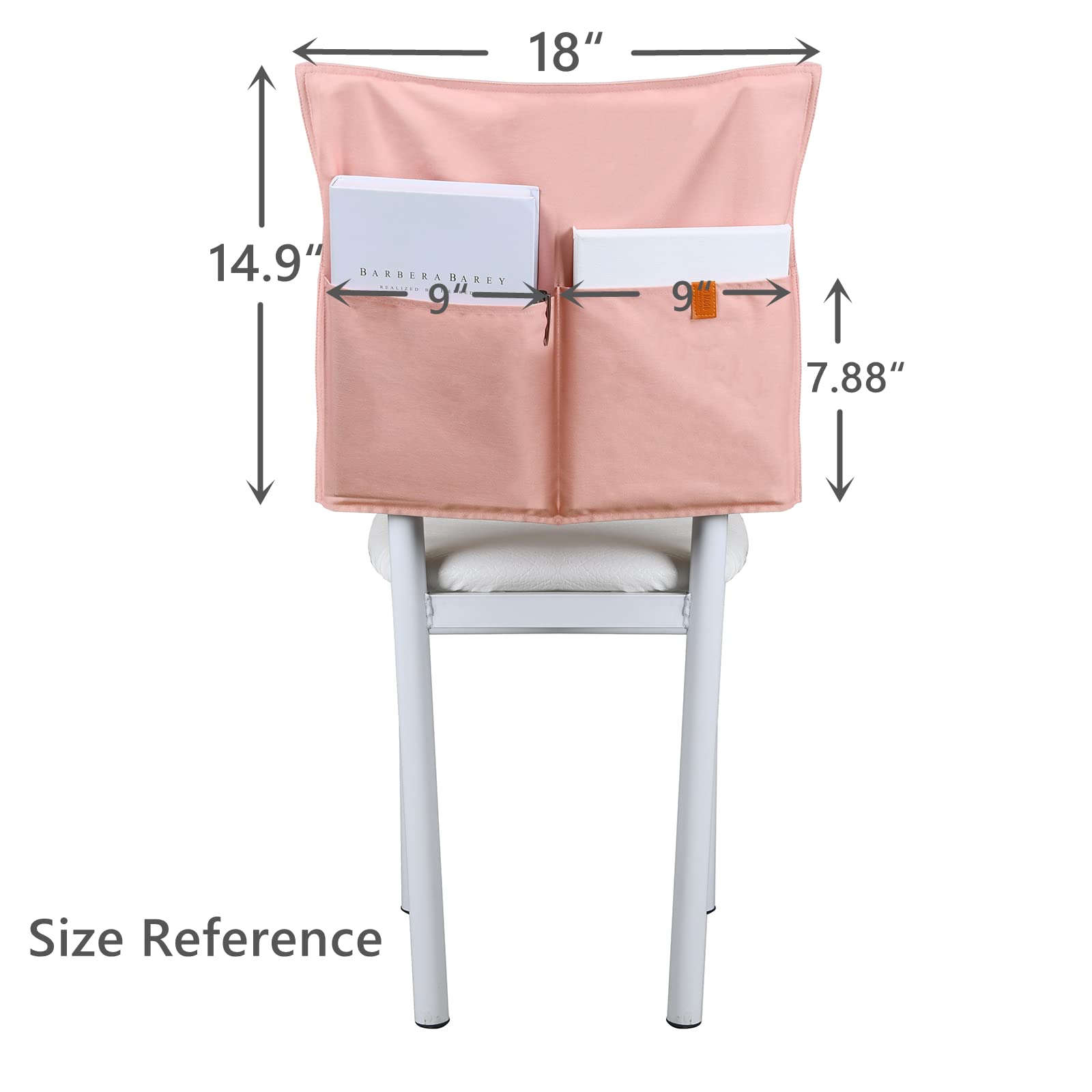 Custom Chair Back Covers for Dorm & Office - Light Grey Armless Chair Organizer with Storage Pockets - Perfect for College Dorms, Home Office & Small Spaces