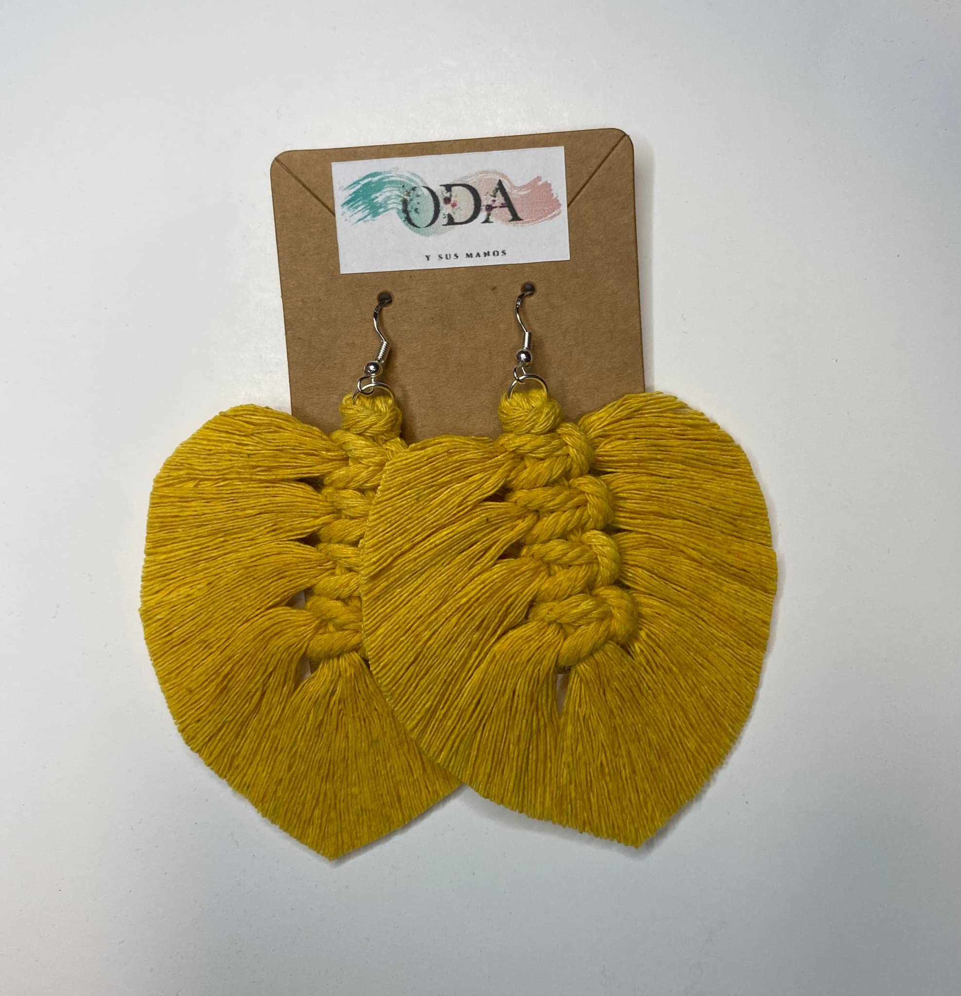 Handmade Macrame Feather Earrings - Boho Style Yellow Dangle Earrings for Women - Perfect for Festivals, Parties, and Everyday Boho Fashion