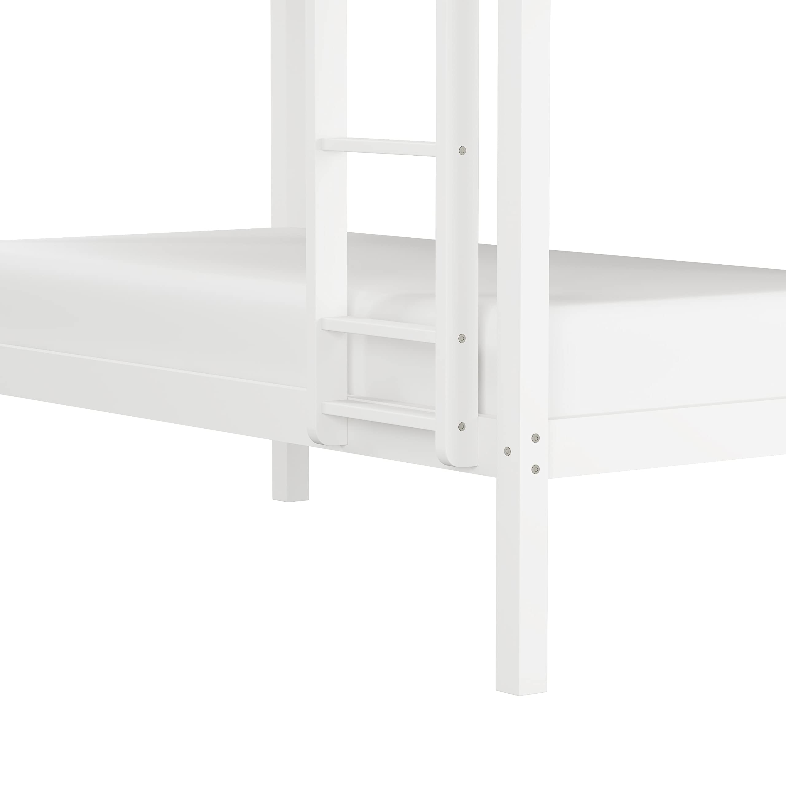 Hillsdale Caspian Twin Over Twin Bunk Bed for Kids and Teens - White | Space-Saving Kids Bedroom Furniture for Small Rooms & Shared Spaces