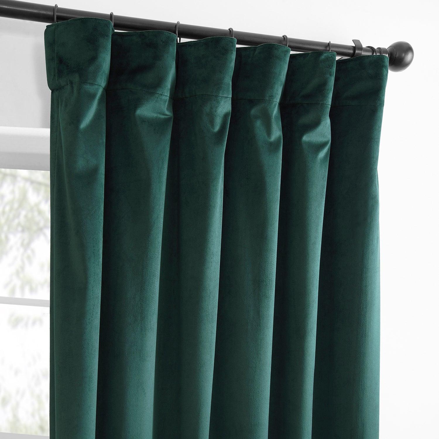 Deep Green Simply Velvet Blackout Curtains Set of 2 Panels - Perfect for Bedrooms, Living Rooms & Home Theater Light Blocking