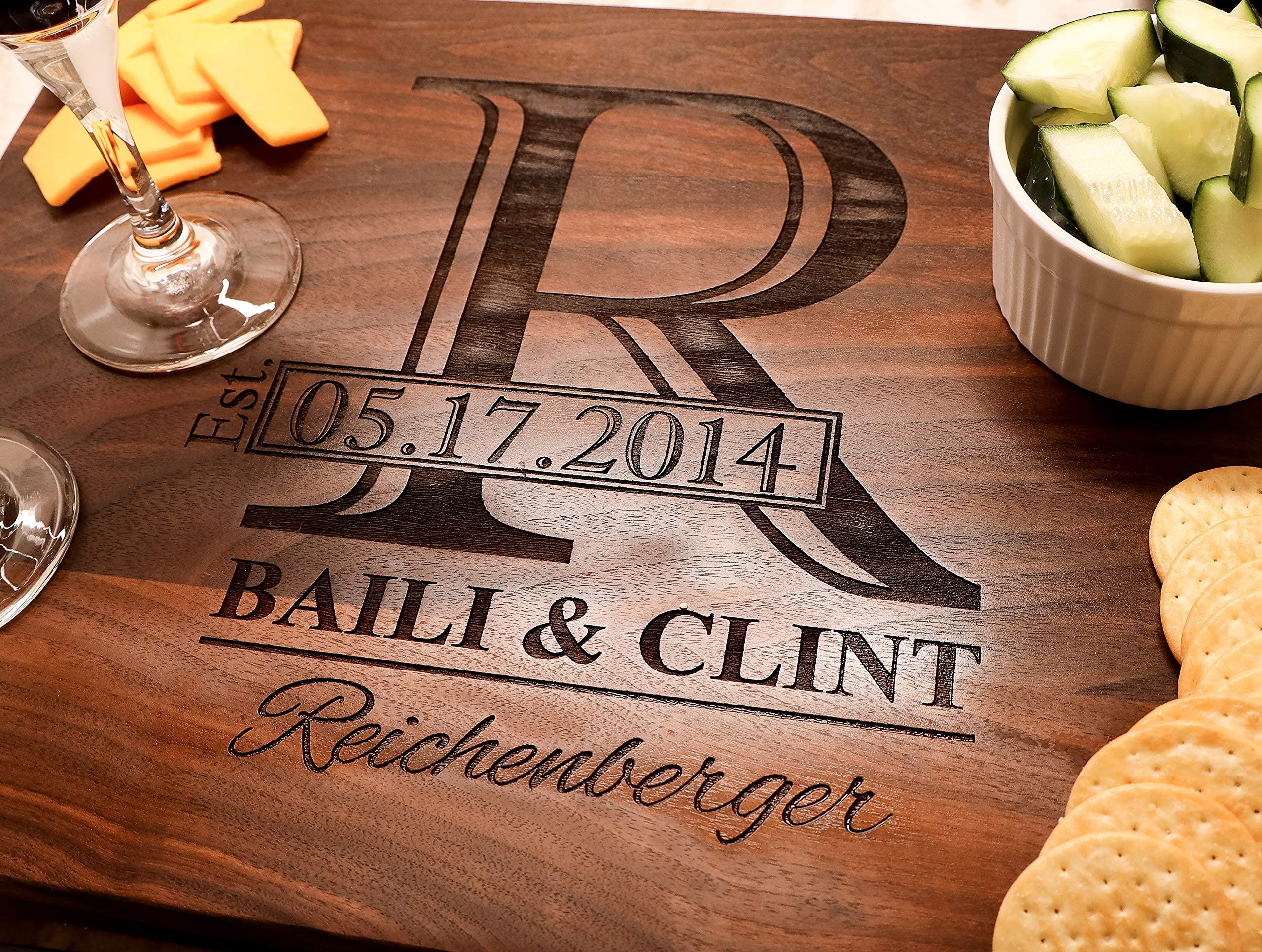 Personalized Wooden Cutting Board - Handmade in USA - Custom Engraved Kitchen Gift for Couples, Weddings, Anniversaries & Holidays (Multiple Sizes SM-XXL) - Perfect for Home Decor, Housewarming & Special Occasions