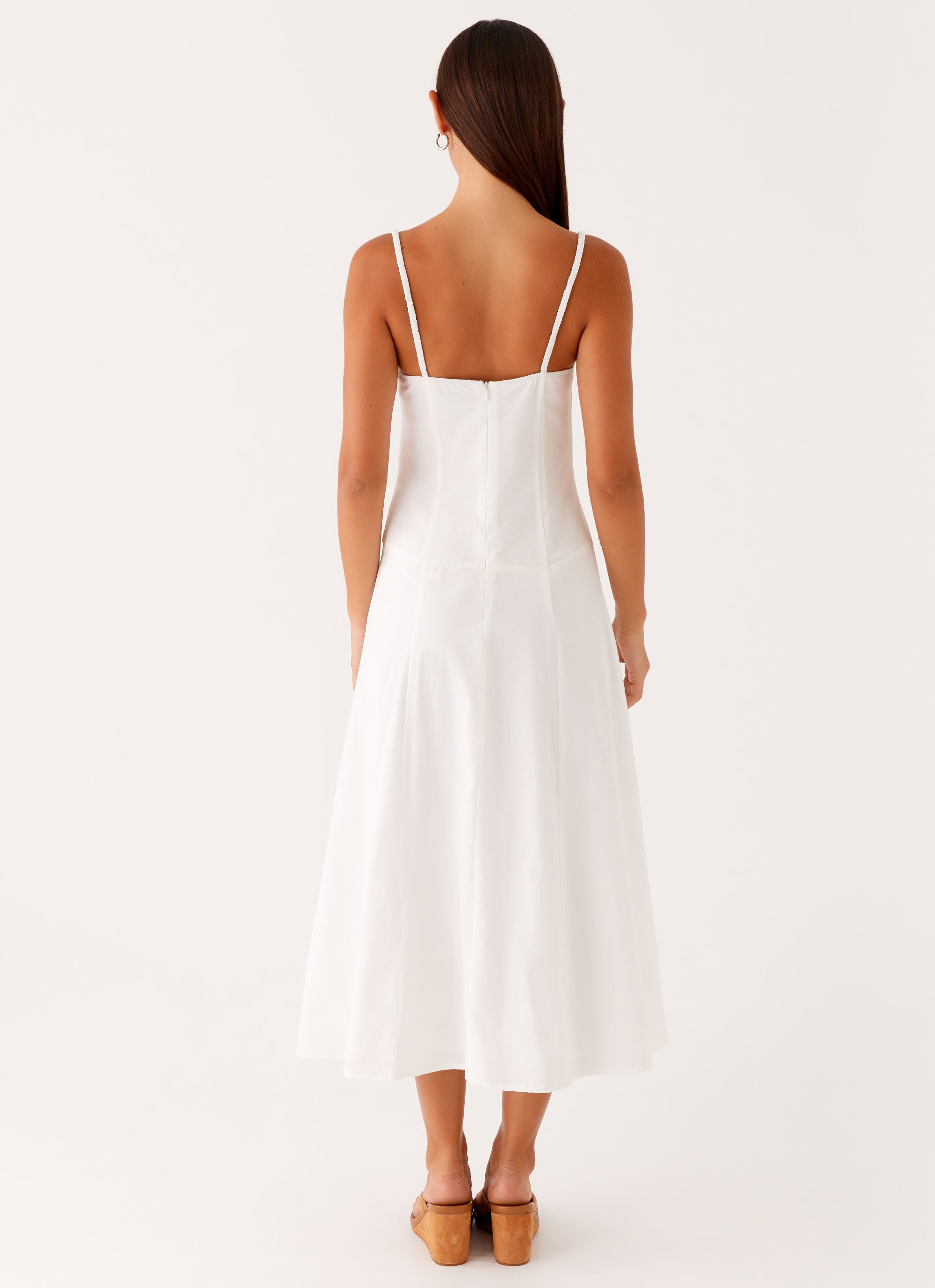 Joyful Midi Dress for Women - Elegant White Summer Flowy Dress for Casual Wear, Party & Vacation | Comfortable & Stylish A-Line Dress