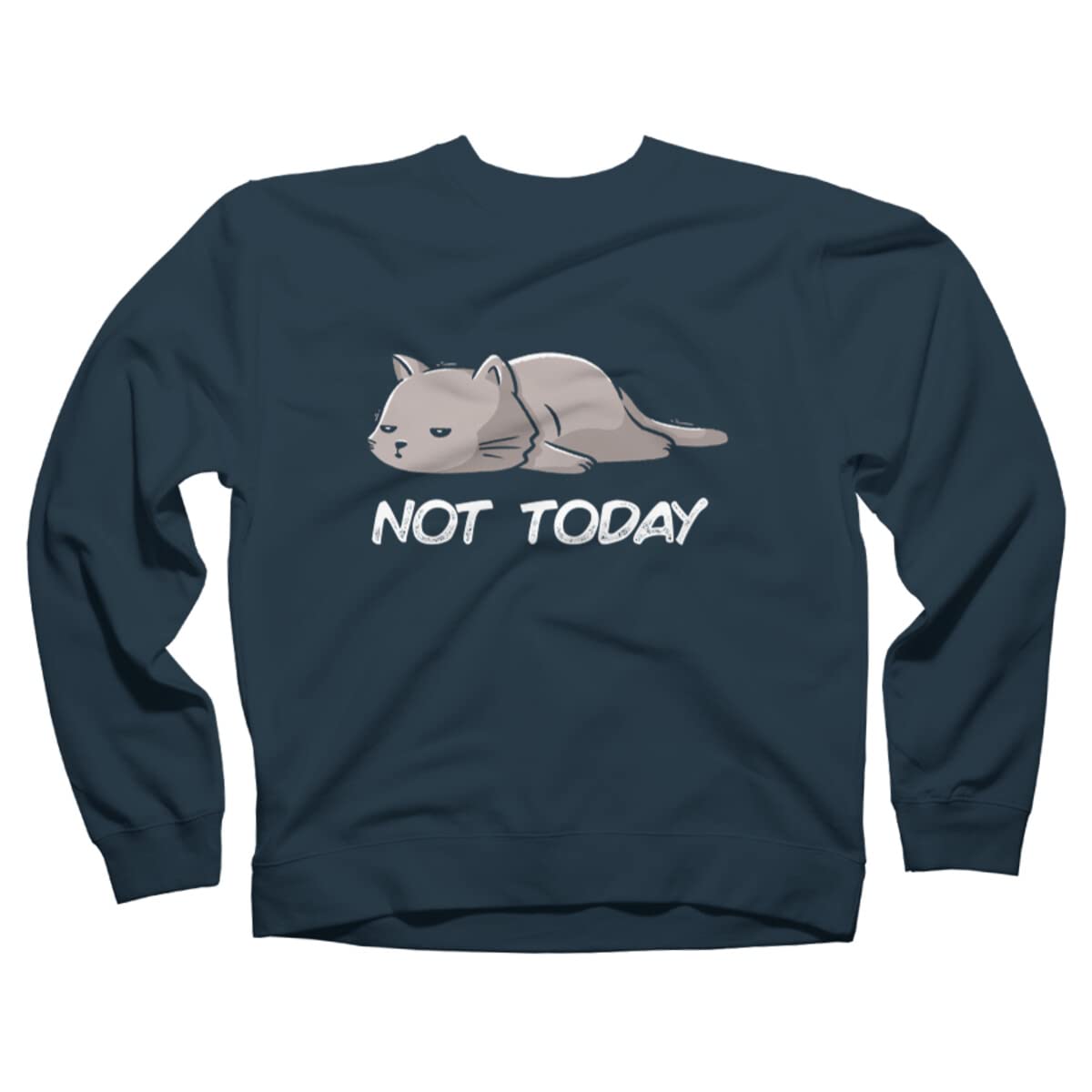 Design By Humans Unisex 'Not Today Cat' Graphic Sweatshirt by EduEly | Soft Cotton Pullover Hoodie for Men & Women | Perfect for Casual Wear, Gifts & Cat Lovers