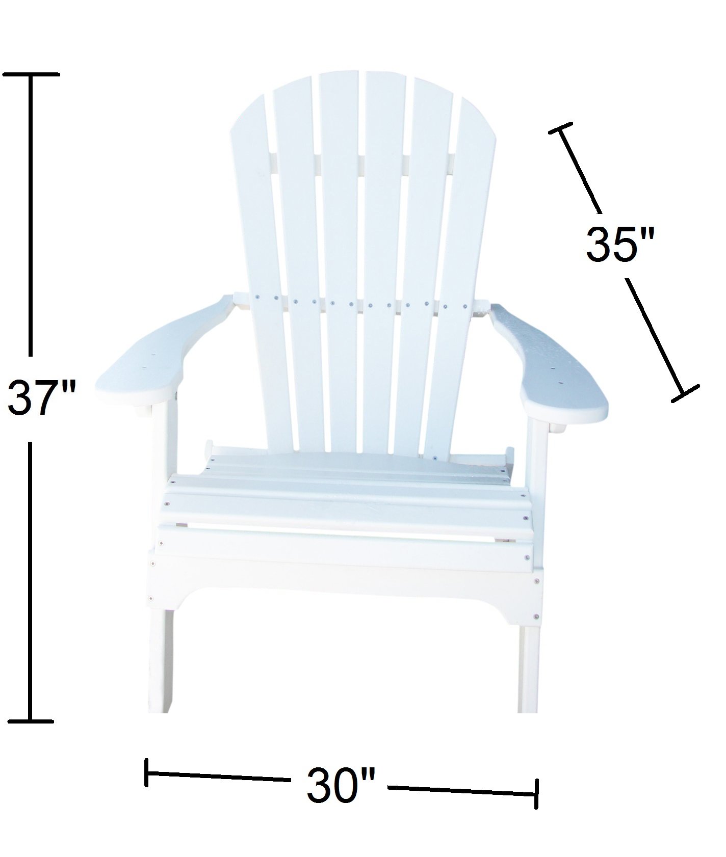 Phat Tommy Foldable Adirondack Chair - Heavy Duty HDPE Recycled Plastic Folding Outdoor Chair - All Weather White Patio Furniture for Deck, Porch, Garden, Poolside & Beach Relaxation