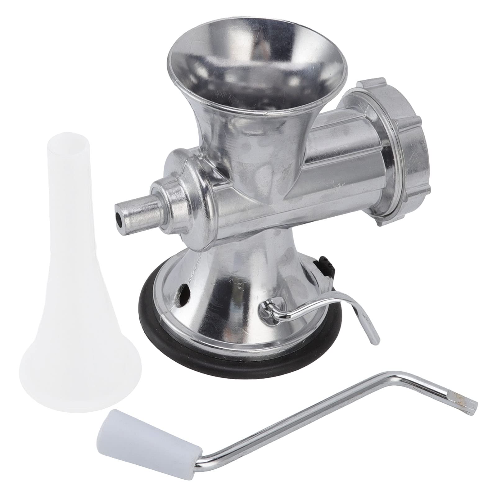Stainless Steel Manual Meat Grinder - Heavy Duty Aluminum Alloy Sausage Maker with Suction Cup Base | Perfect for Home Kitchen, Camping & Outdoor Cooking | Silver