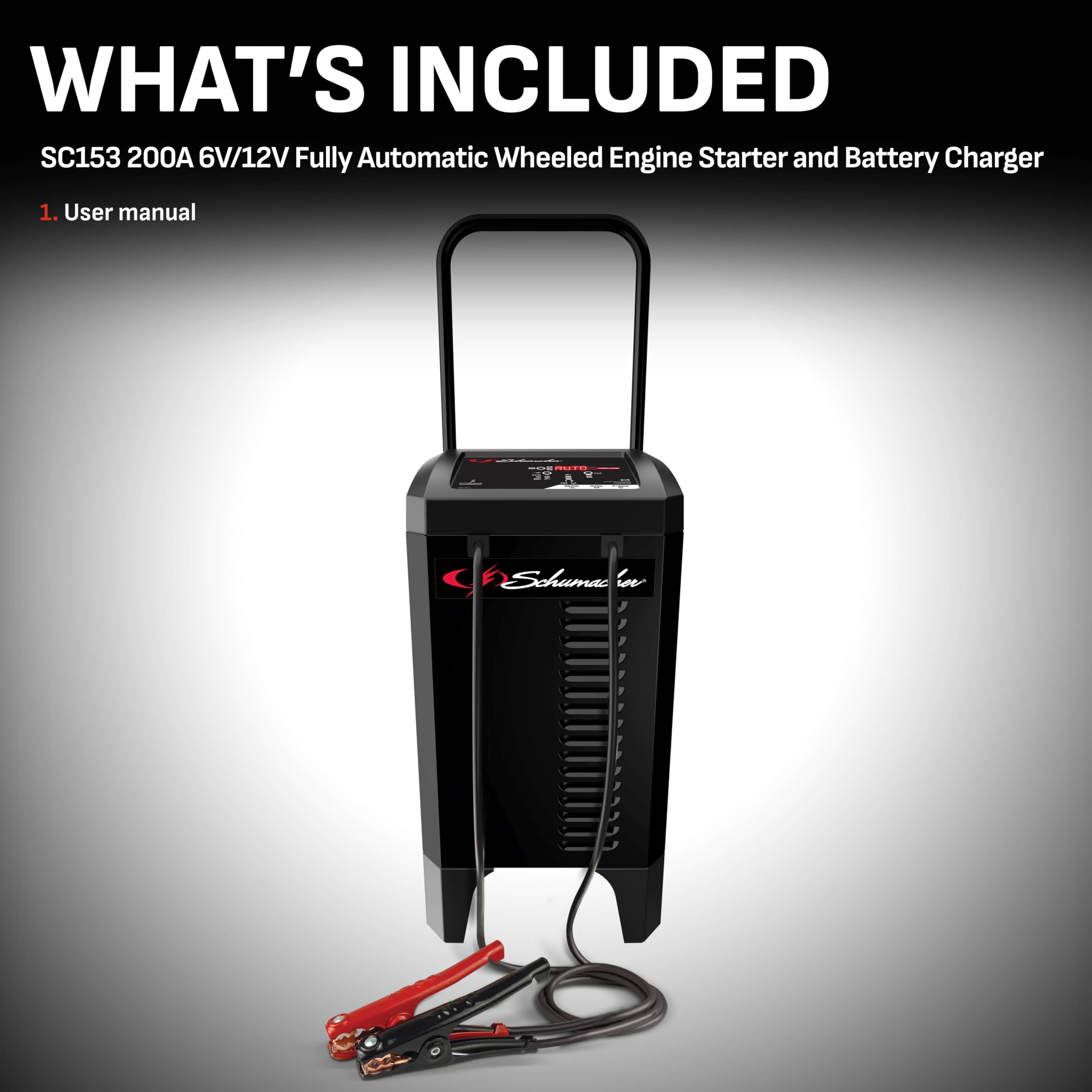 Schumacher SC1353 6-in-1 Fully Automatic Wheeled Battery Charger & Engine Starter - 200 Cranking Amps, 40A Boost, 6V/12V for Cars, Trucks, Marine Batteries - Perfect for Garage, Roadside Emergencies & Boat Maintenance