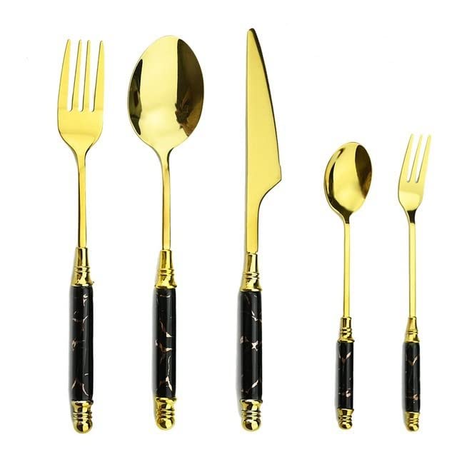 Premium 20-Piece Stainless Steel Flatware Set with Ceramic Handle - Green Gold Silverware Cutlery Set for Dining (Knife, Fork, Spoon) - Dishwasher Safe & Elegant Tableware - Perfect for Dinner Parties, Restaurants, and Home Use
