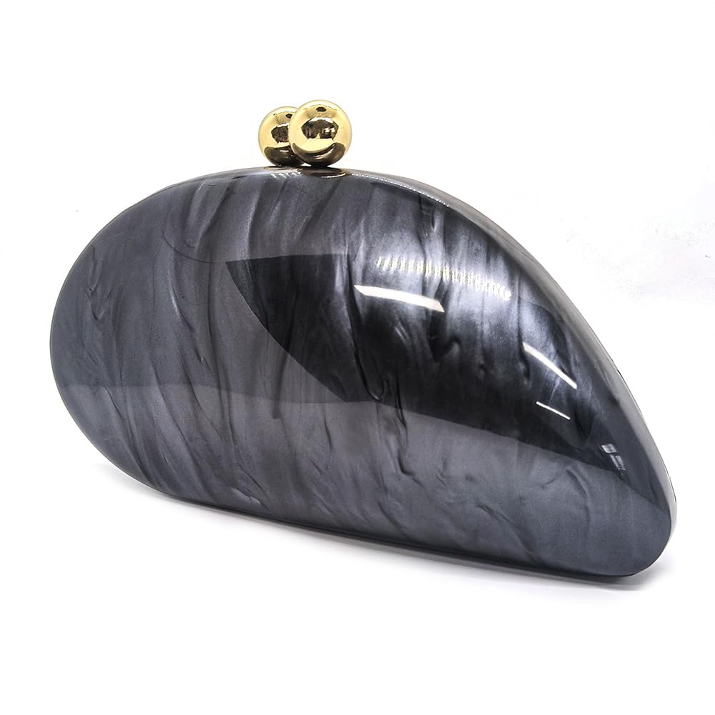 Luxury Acrylic Shell Shaped Clutch Purse for Women - Elegant Marble Glitter Evening Handbag for Wedding, Cocktail Party, Prom & Special Occasions | Perfect for Date Night, Bridal Accessories & Formal Events
