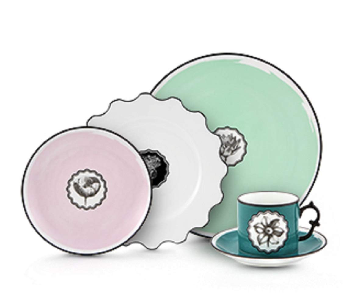 Vista Alegre Herbariae Pink Coffee Mugs Set of 4 by Christian Lacroix - Elegant Porcelain Tea Cups for Home, Office & Gift Giving
