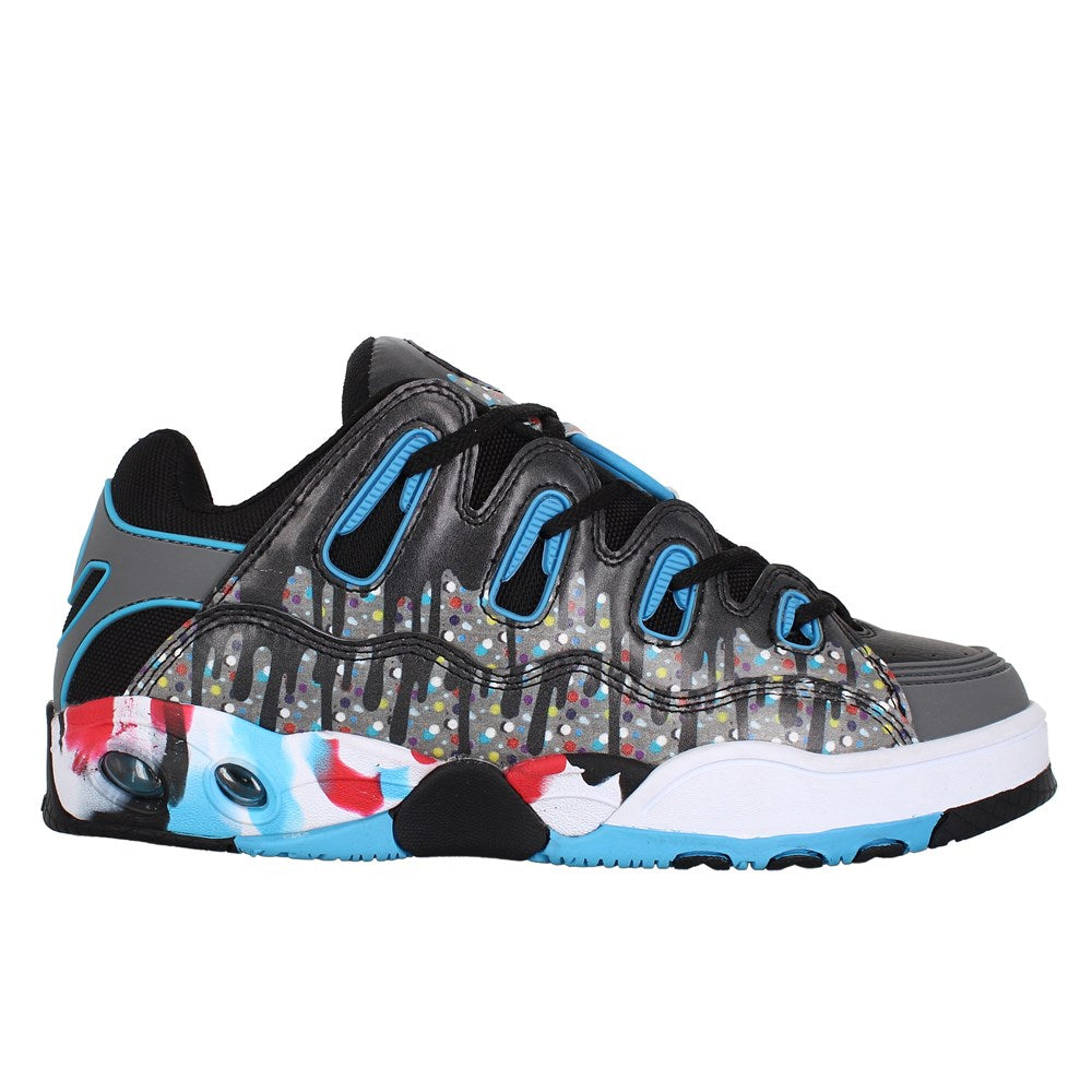 Osiris D3 OG Skate Shoes for Men - Black/Grey/Drips Colorway - High-Performance Sneakers for Skateboarding & Streetwear Fashion