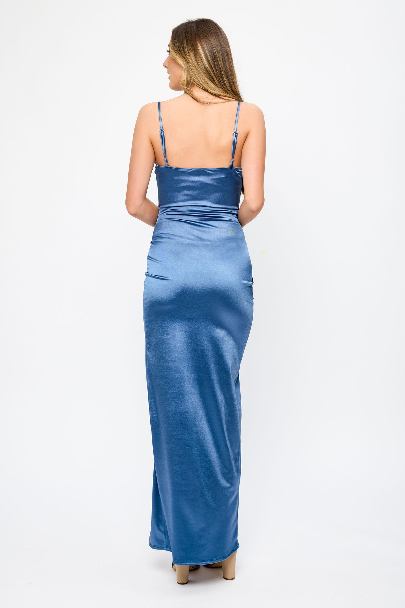 Elegant Satin Slit Long Evening Dress for Women - Perfect for Prom, Wedding & Formal Events