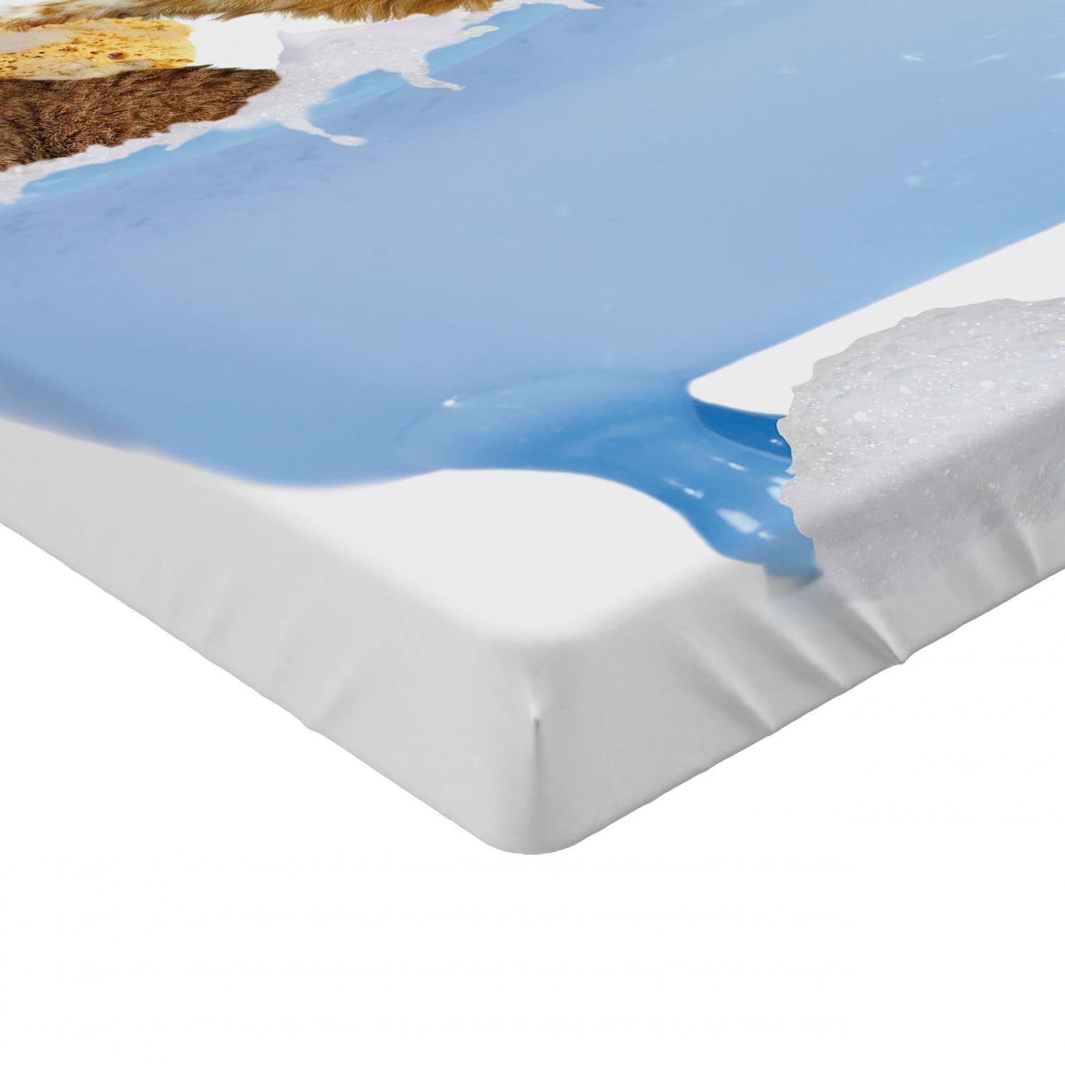 Ambesonne Cat & Dog Fitted Sheet - Playful Bathtub Bubble Shower Print, Deep Pocket Elastic Twin XL Bed Cover - Perfect for Kids' Rooms, Guest Beds & Pet Lovers' Homes