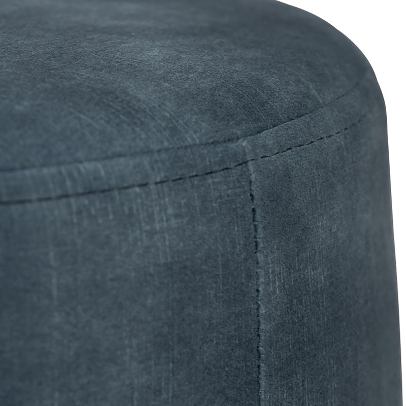 AURA 37.5cm Ottoman Stool with Sapphire Blue Upholstery and Walnut Wood Legs - Perfect for Living Room, Bedroom, or Entryway Seating