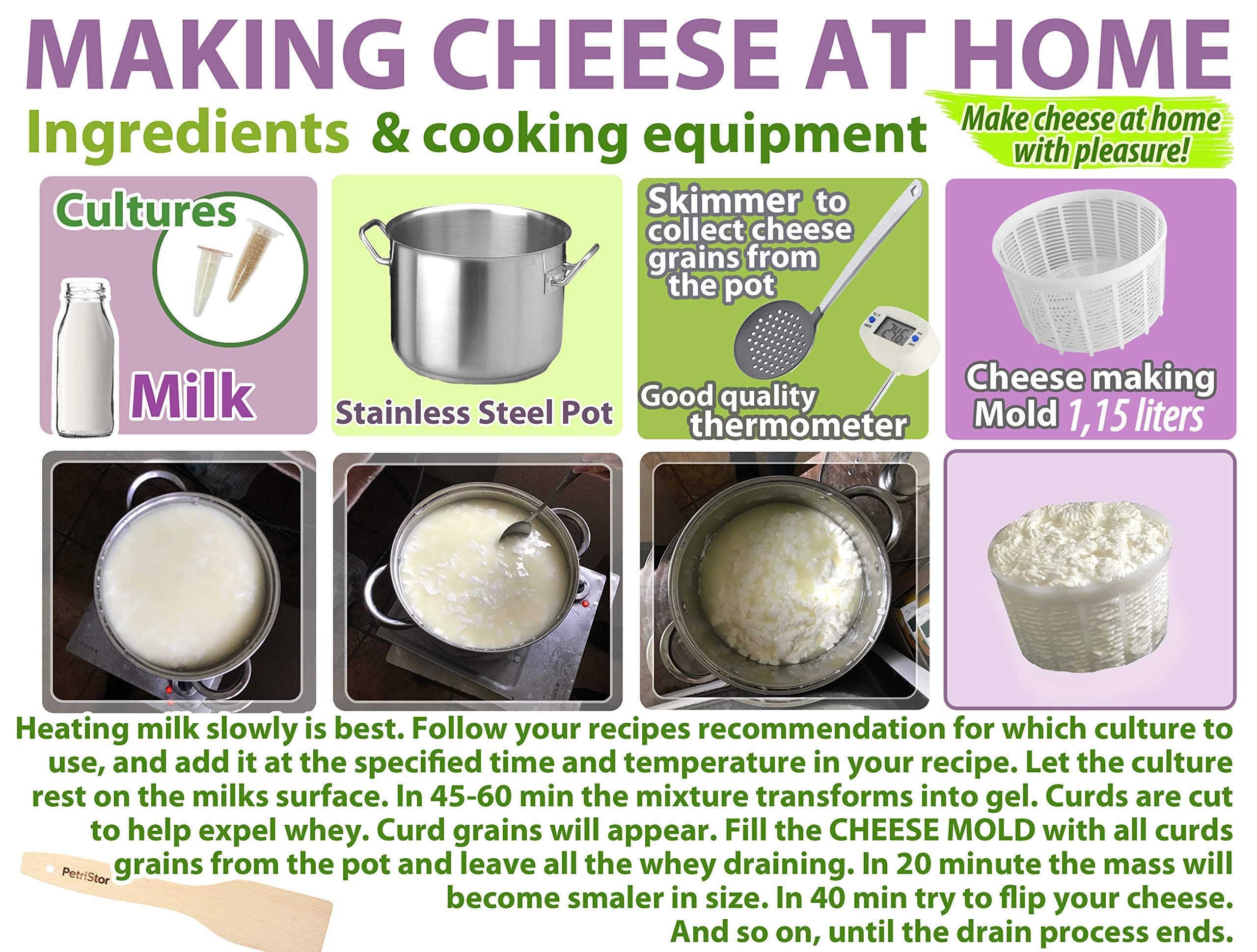 1.25QT Soft Cheese Mold for Homemade Cheese Making - Small Cream Cheese, Feta & Ricotta Mold Basket - DIY Cheese Supplies - Perfect for Fresh Cheese, Queso Fresco & Artisan Cheesemaking at Home
