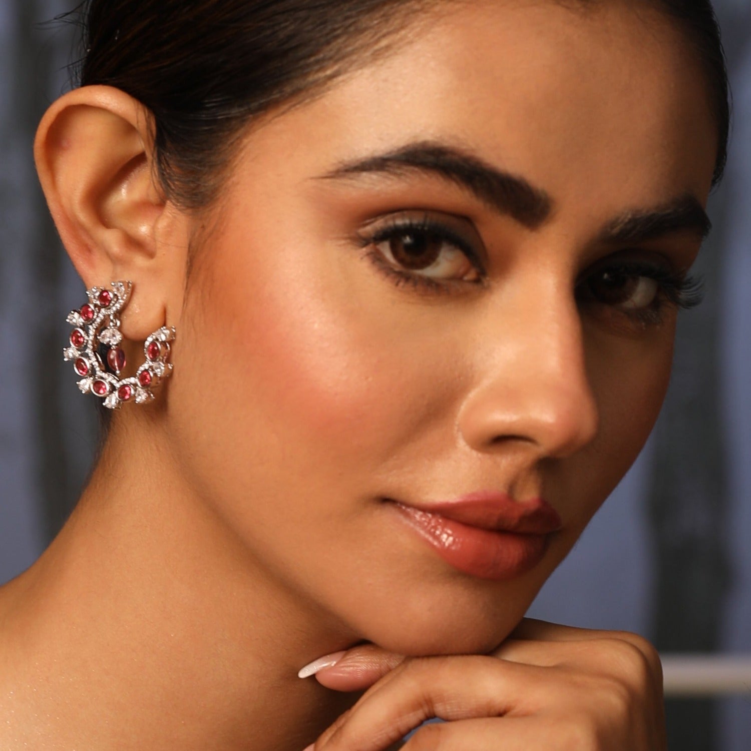 Floral Arc CZ Hoop Earrings for Women - Elegant Cubic Zirconia Flower Dangle Earrings | Perfect for Weddings, Parties & Everyday Wear