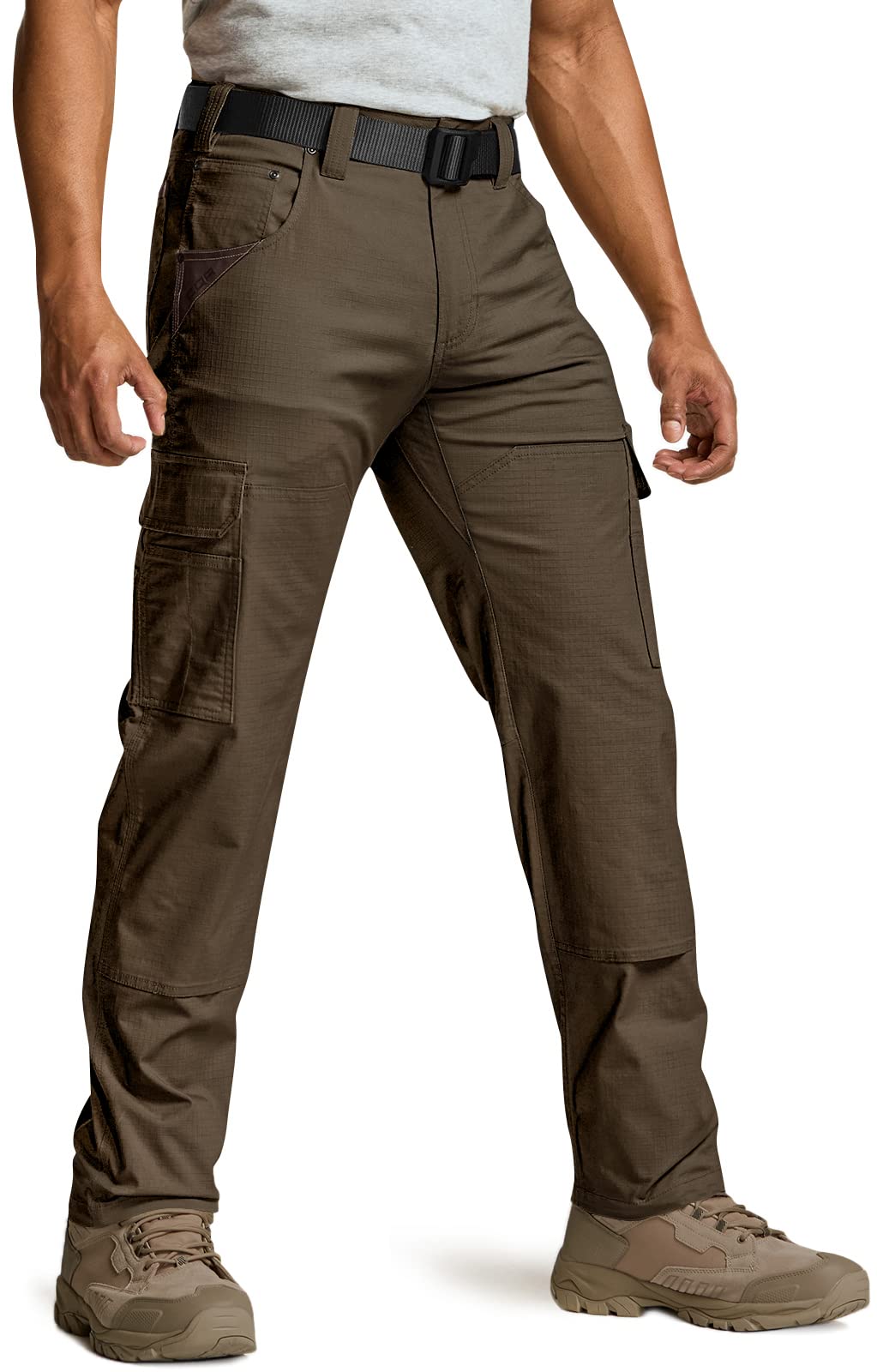 CQR Men's Flex Ripstop Work Pants - Water Resistant Tactical Cargo Pants for Outdoor, Hiking & EDC | Durable Utility Pants for Work & Adventure