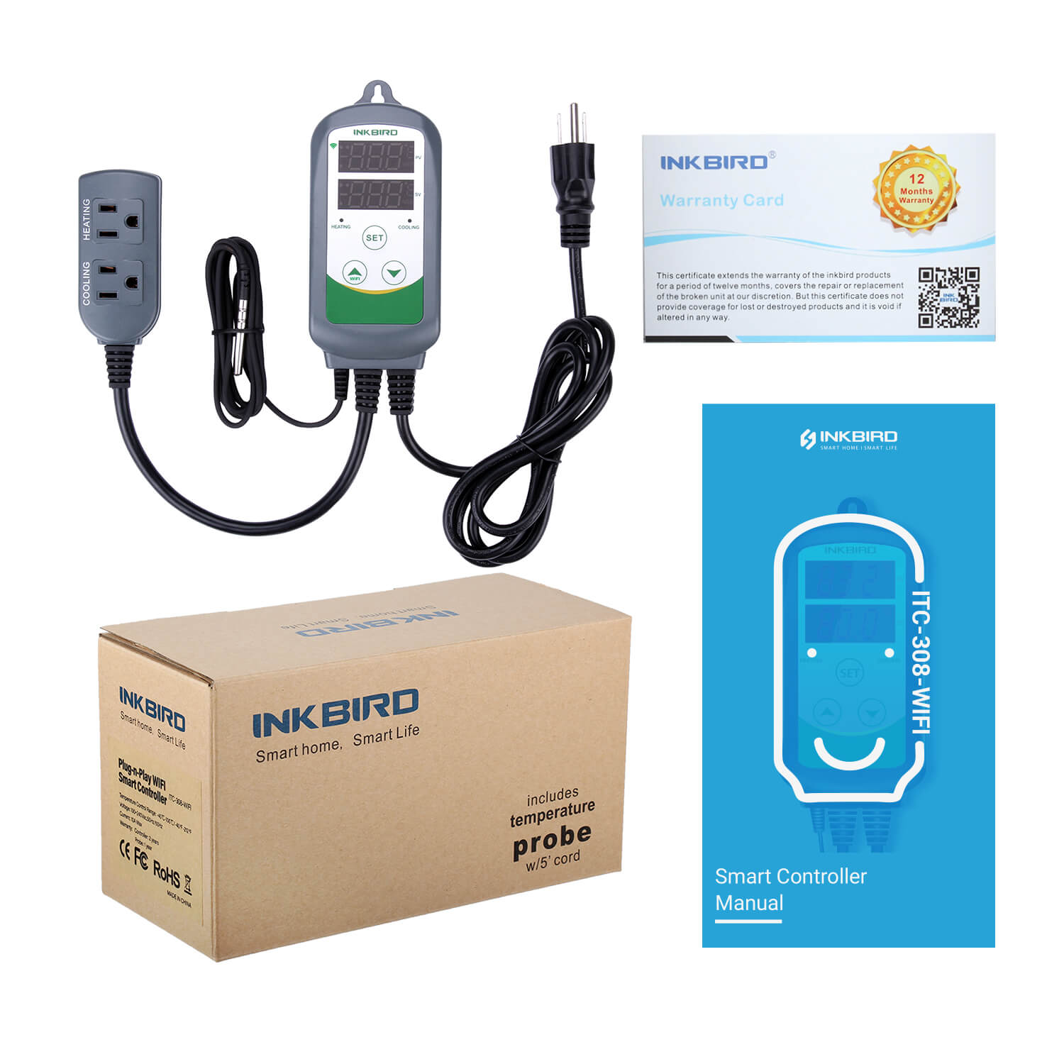 ITC-308 WiFi Temperature Controller - Smart Thermostat for Home, Greenhouse & Aquarium - Remote Monitoring & Control via App