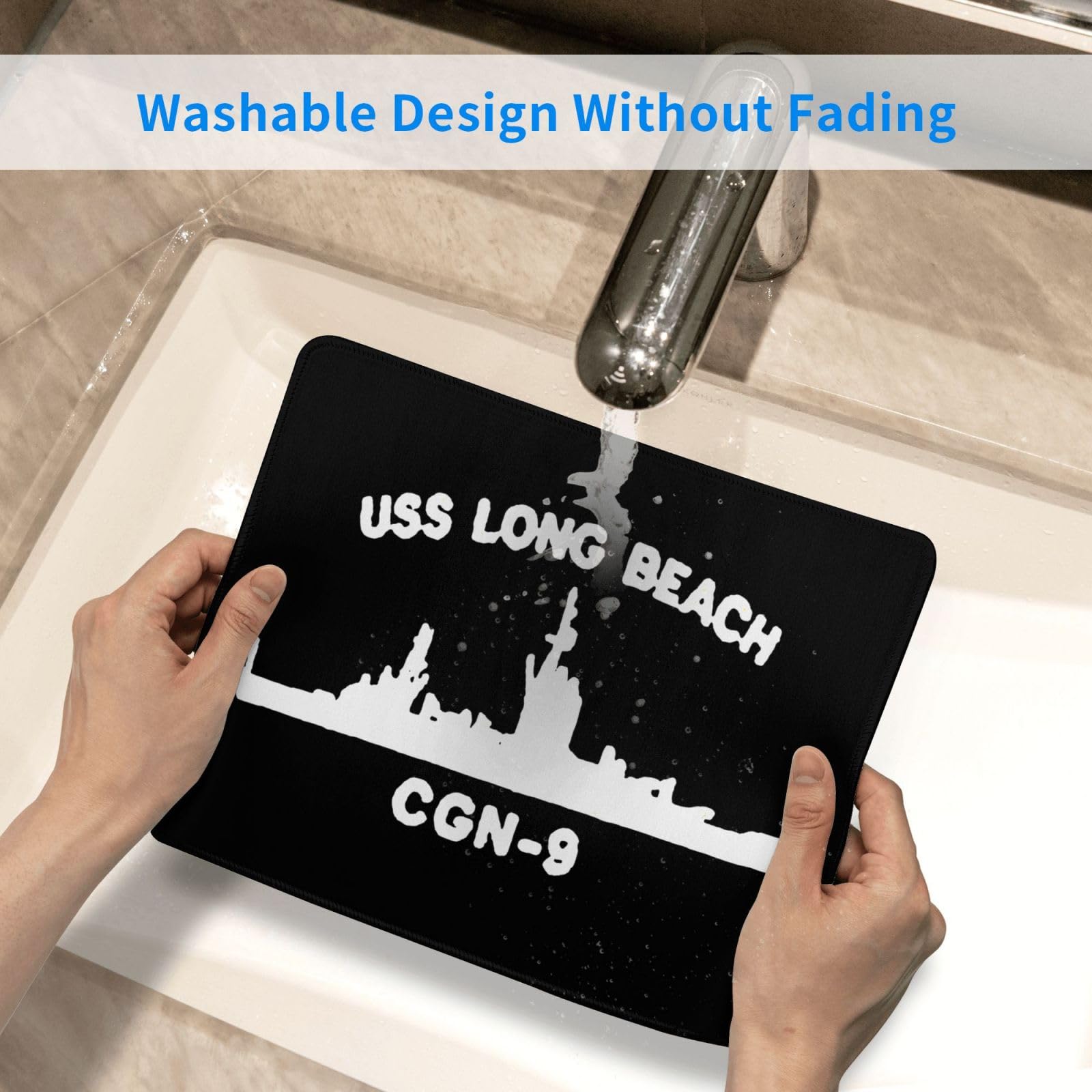 Custom USS Long Beach CGN-9 Gaming Mouse Pad - 10x12 Inch Non-Slip Computer Mousepad for PC Gamers - Perfect for Esports, Office Work & Home Use