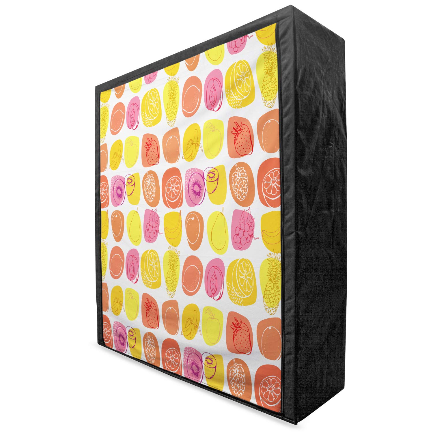 Ambesonne Fruits Portable Fabric Wardrobe - Retro Pineapple Lemon Kiwi Raspberry Pop Art Design, 59
