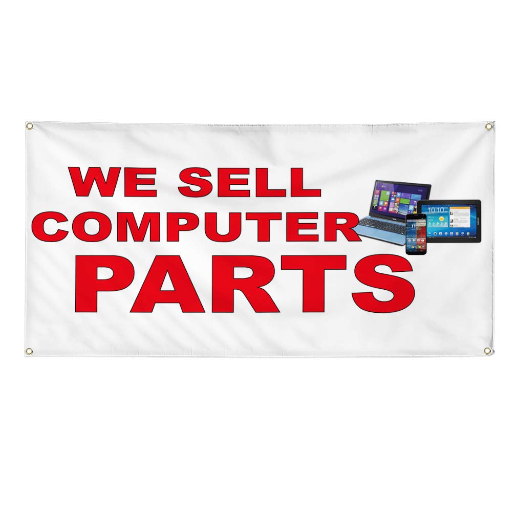 Durable Vinyl Banner - Multiple Sizes (48x96 Inches) with 8 Grommets - Weatherproof Outdoor Business Sign for Computer Parts Store, Industrial Yard & Commercial Use - Perfect for Advertising, Events & Storefront Displays