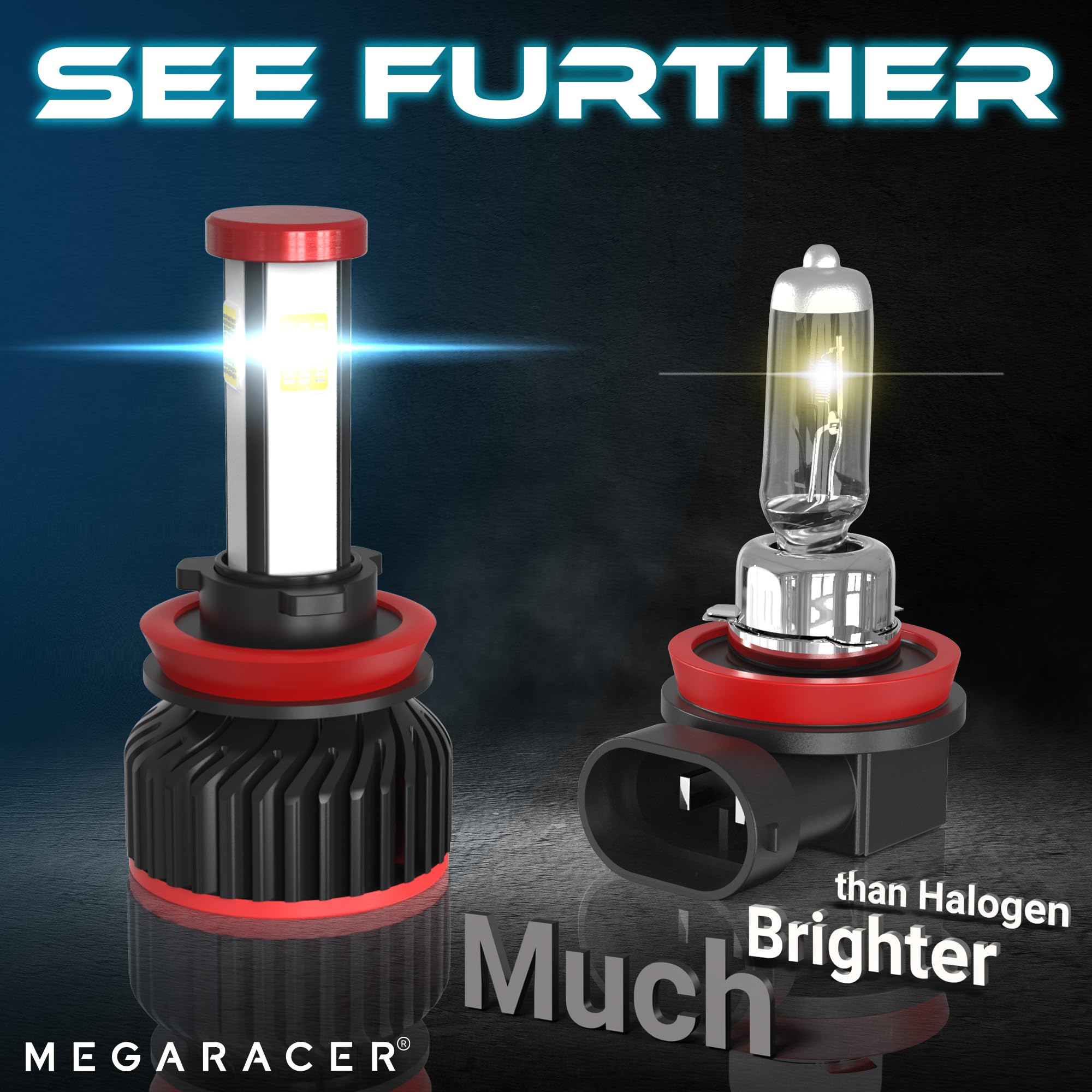H11 H8 H9 LED Fog Light Bulbs - 600% Brighter, 6000K Pure White - Plug and Play Car Fog Lamp Replacement - Pack of 2 - Perfect for Night Driving, Off-Roading & Bad Weather Conditions