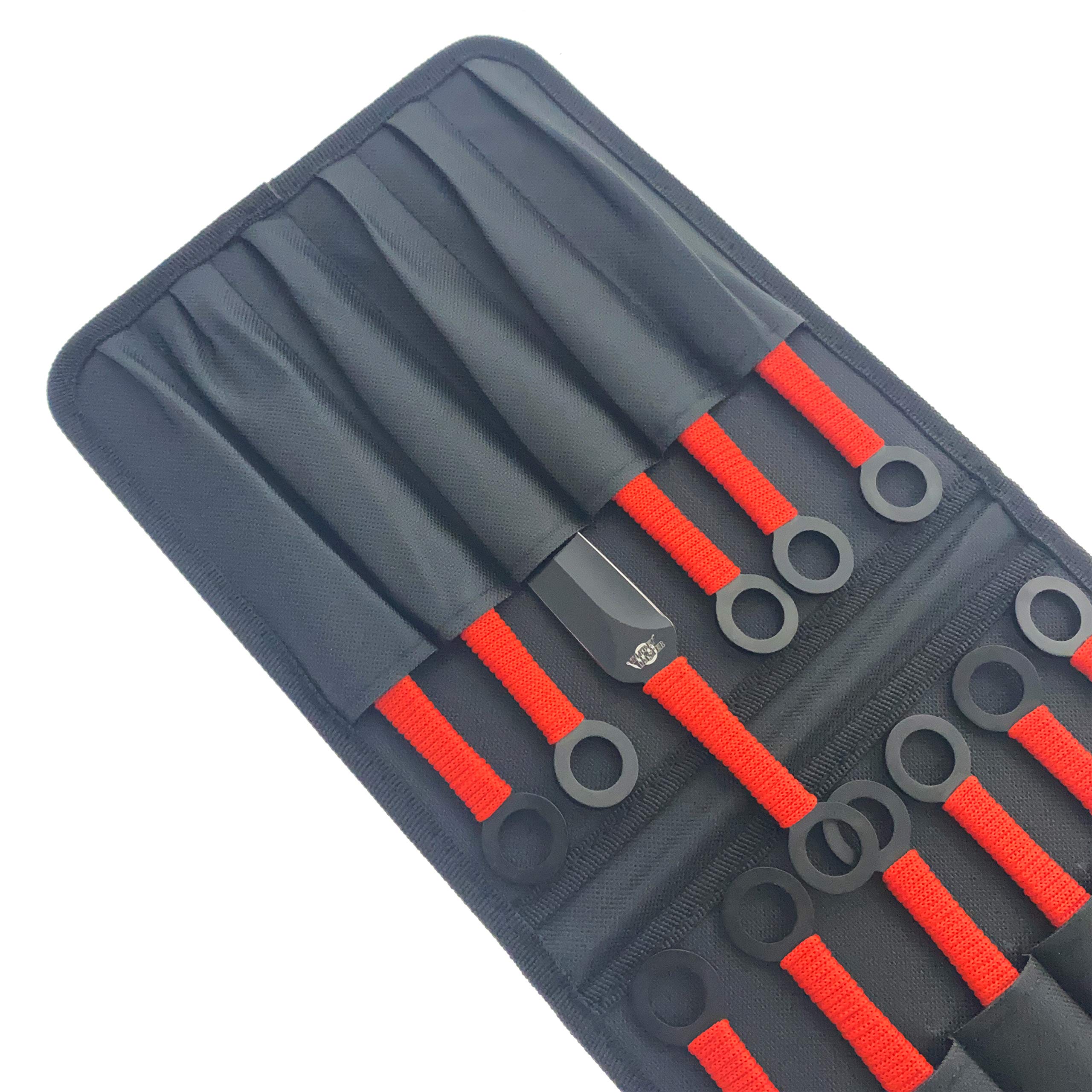 12 PCS Throwing Knives Kunai Set - Red, Black, Blue | Perfect for Ninja Training, Martial Arts Practice, Outdoor Survival & Collectors Gifts | Durable Stainless Steel Blades for Target Practice & Cosplay