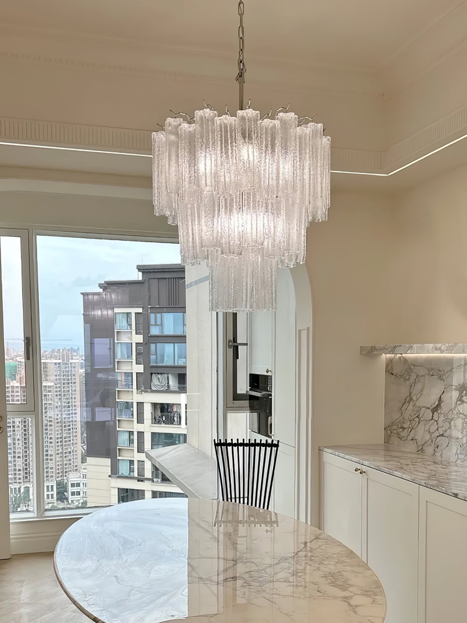 Addis Chandelier - Modern Crystal Ceiling Light Fixture for Dining Room, Living Room & Bedroom | Elegant Home Decor Lighting