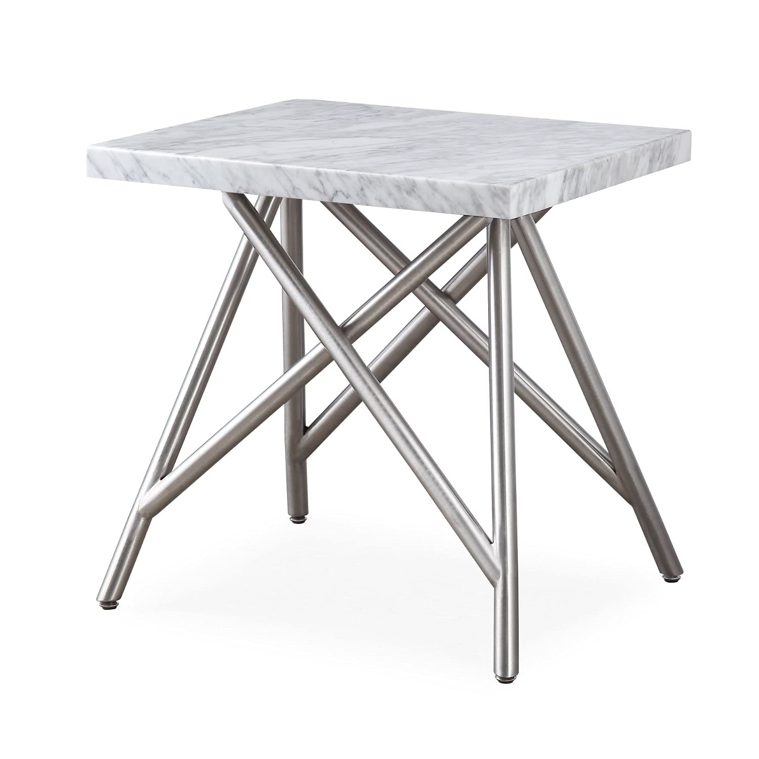 Modus Coral 2-Piece Coffee Table and End Table Set with Marble Top - Modern Living Room Furniture for Home Decor & Small Space