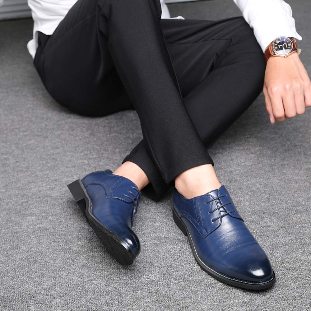 Santimon Men's Oxford Dress Shoes - Classic Formal Business Lace Up Shoes with Pointed Toe | Perfect for Office, Wedding & Business Events